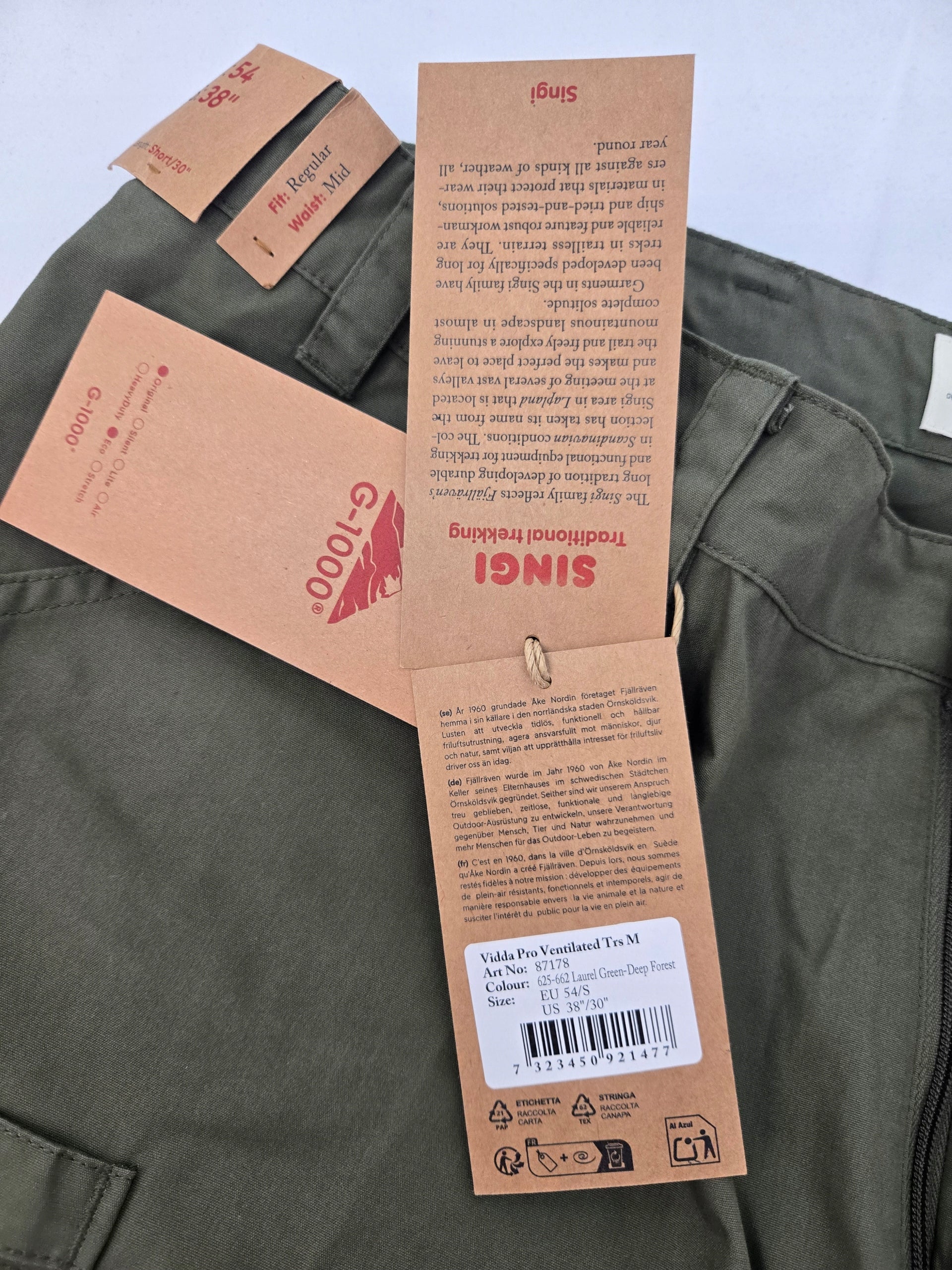 Y1403 FJALLRAVEN MEN'S OUTDOOR TROUSERS VIDDA PRO VENTILATED R.54 Size 54