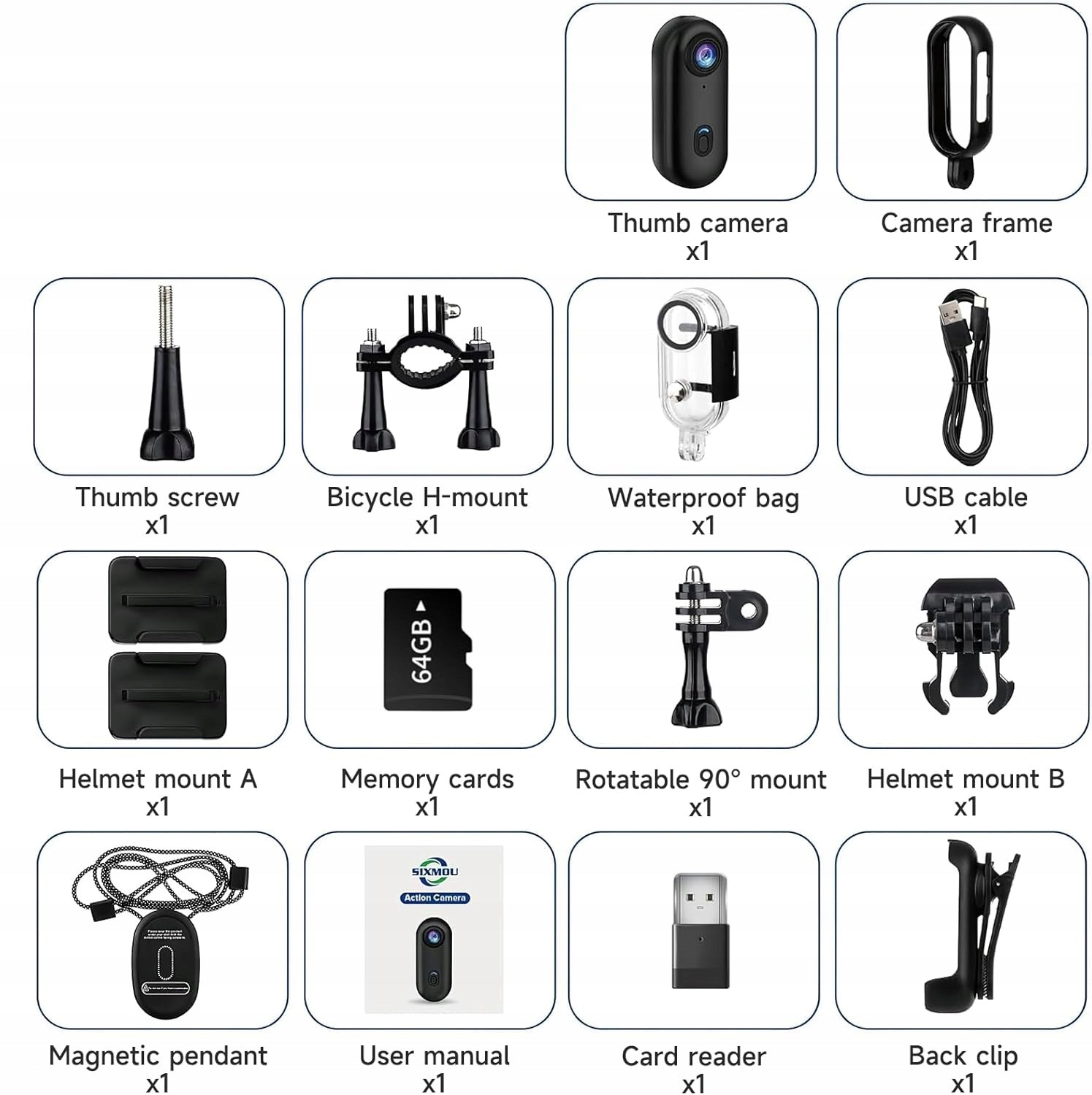 Y2957 VUTLACE Sports Camera 1080P Mini, Camera with Handle + ACCESSORIES Manufacturer code kamerasportowa