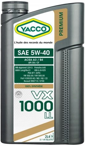 YACCO VX 1000 LL 5W40 Engine oil 2L