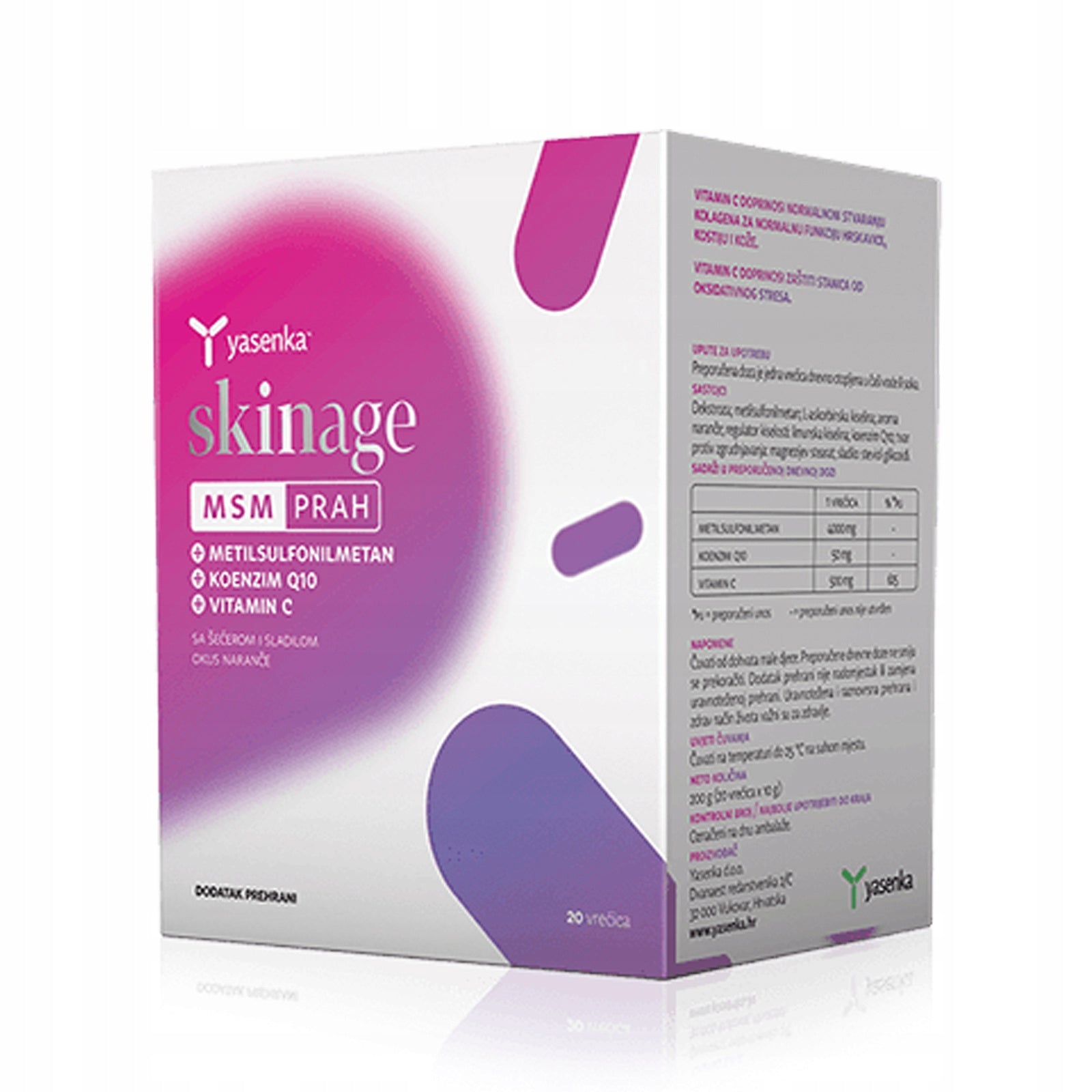 YASENKA Skinage Msm Powder dietary supplement 20 sachets