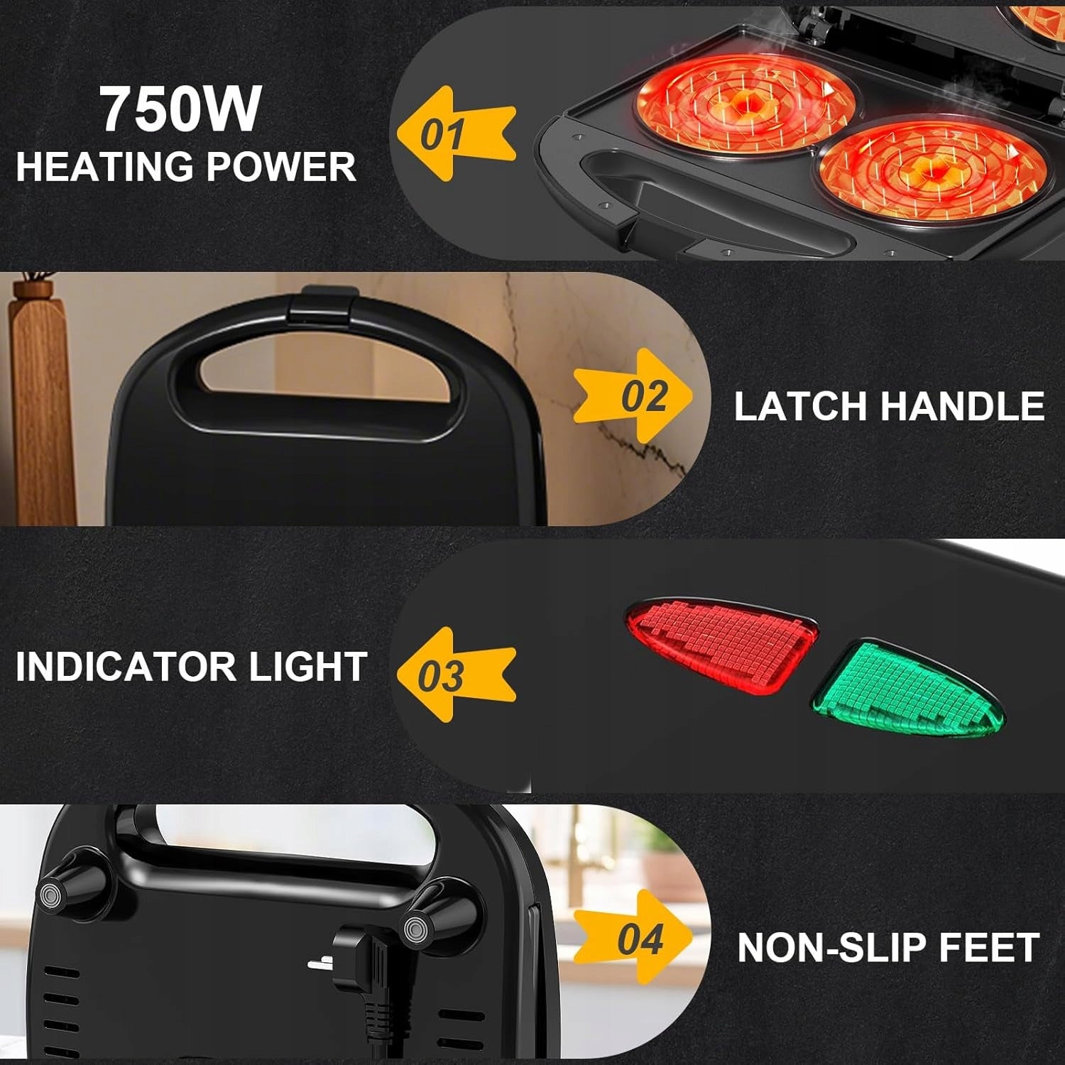 YASHE Double waffle iron with non-stick coating Packaging status original