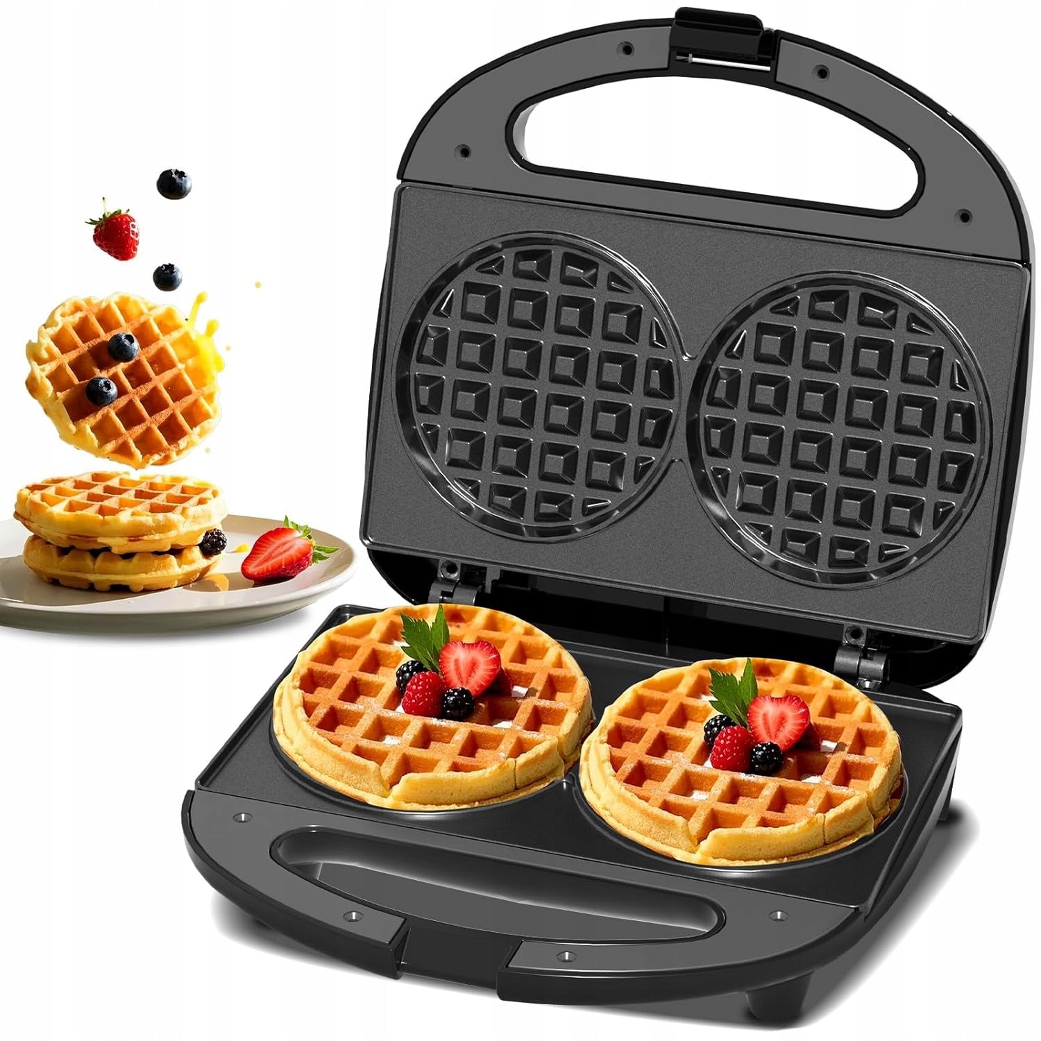 YASHE Double waffle iron with non-stick coating