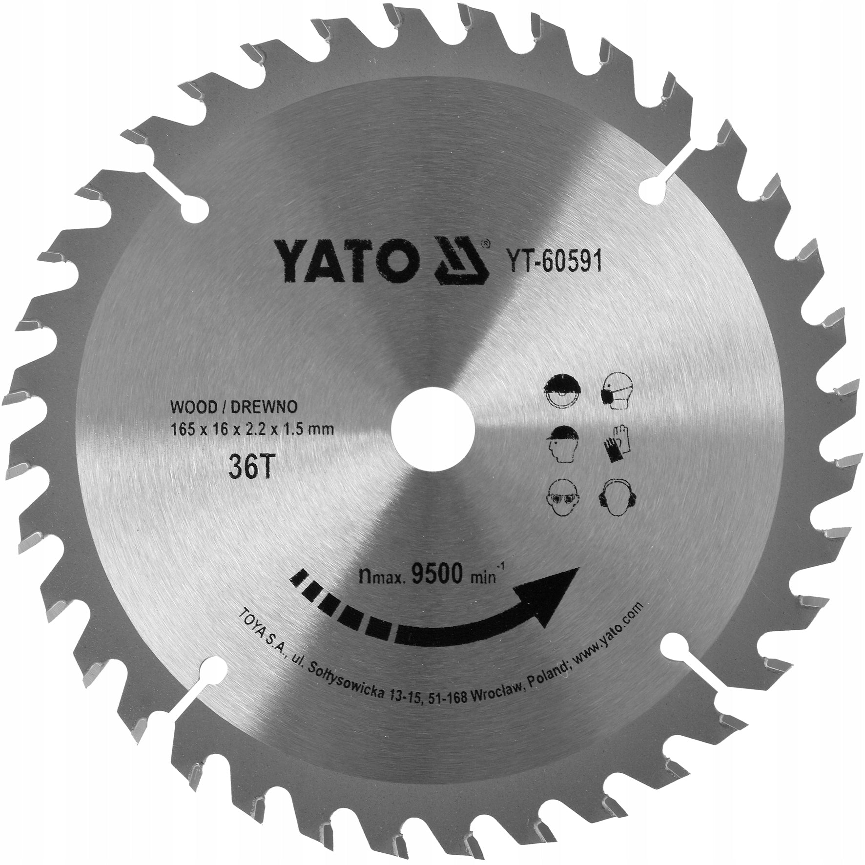 YATO 165x16 mm 36T TUNGSTEN CARBIDE WOOD CUTTING DISC