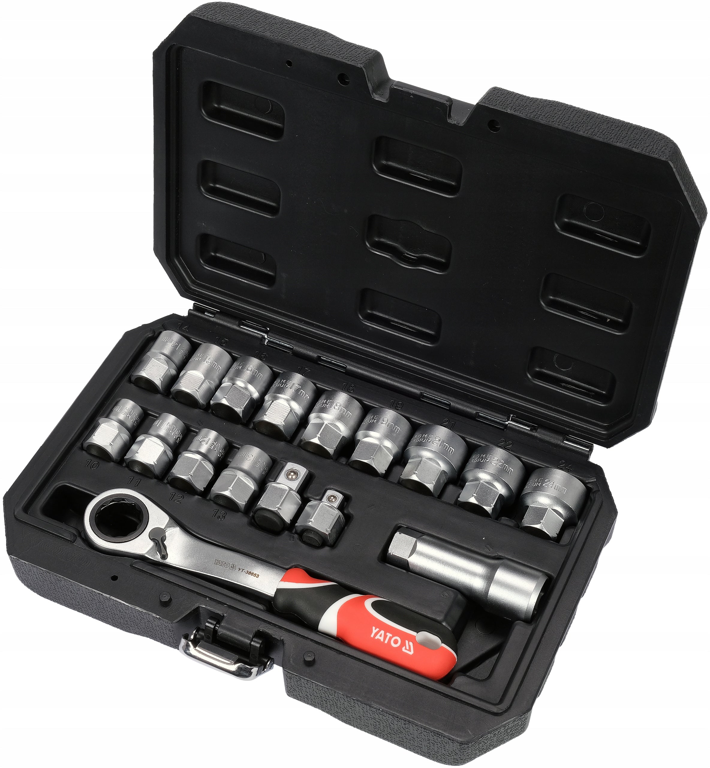YATO 3/8'' 1/2'' SPLINE 17el SOCKET WRENCH SET. Manufacturer code YT-38653