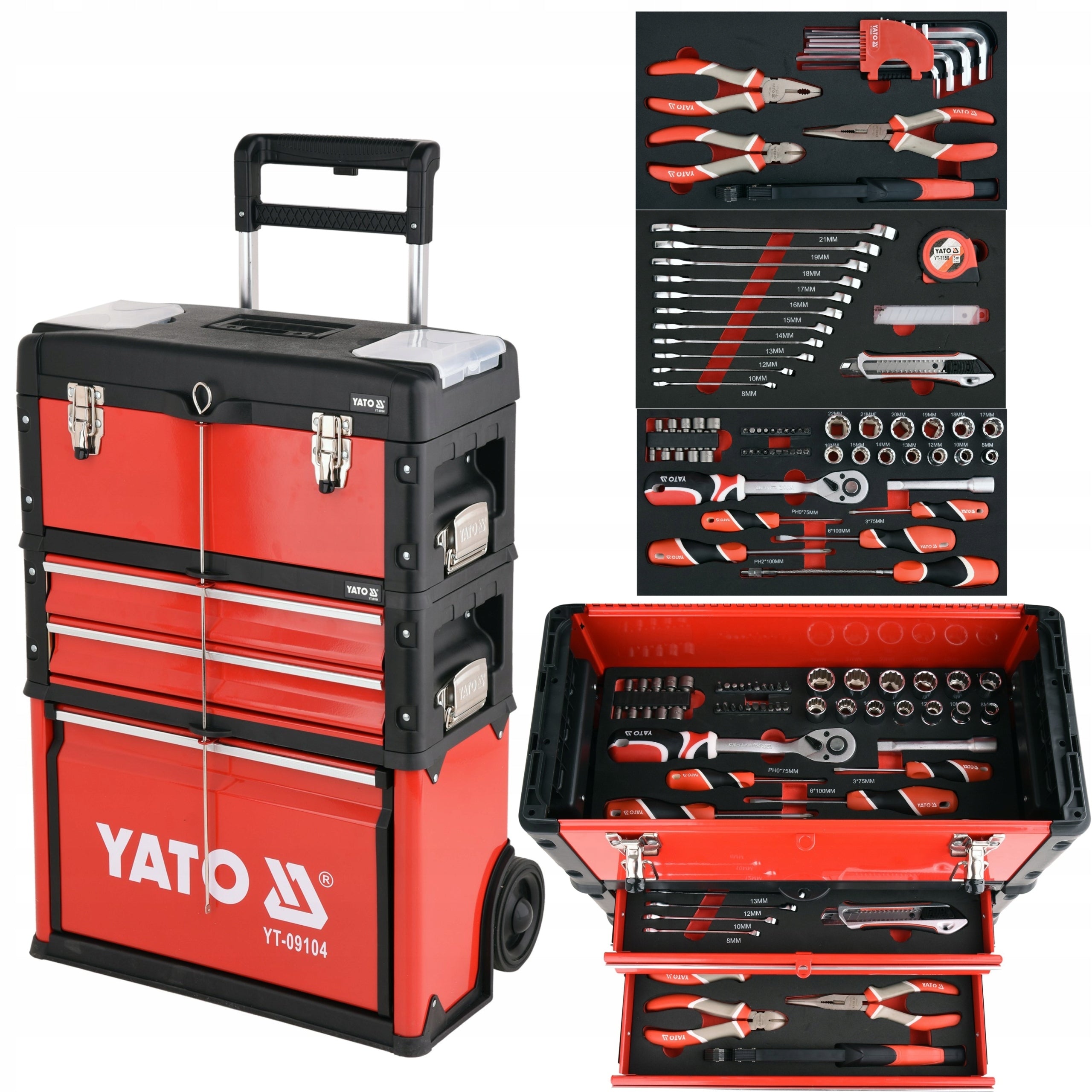 YATO 3 PIECE TOOL TROLLEY WITH TOOLS
