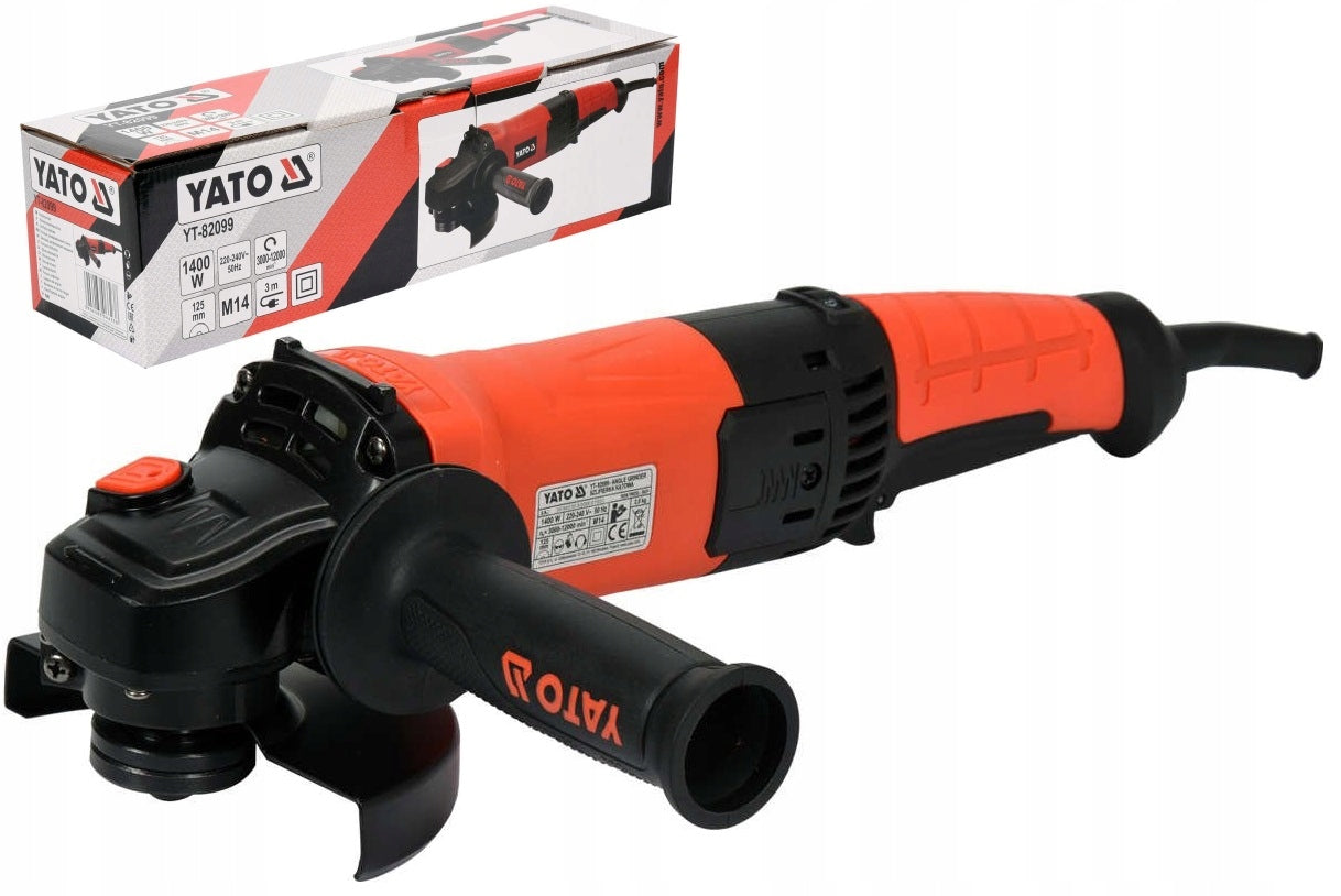 YATO ANGLE GRINDER 1400W 125MM POLISHER STRONG ROTATION ADJUSTMENT YT-82099 Brand Yato