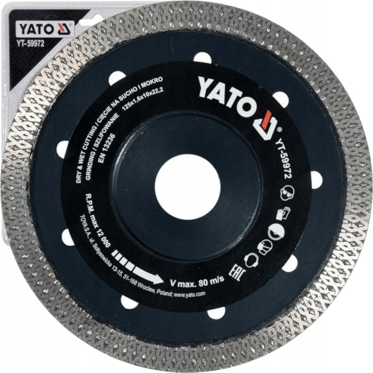 YATO DIAMOND DISC FOR STONEWARE CUTTING CHAMFERING 125MM