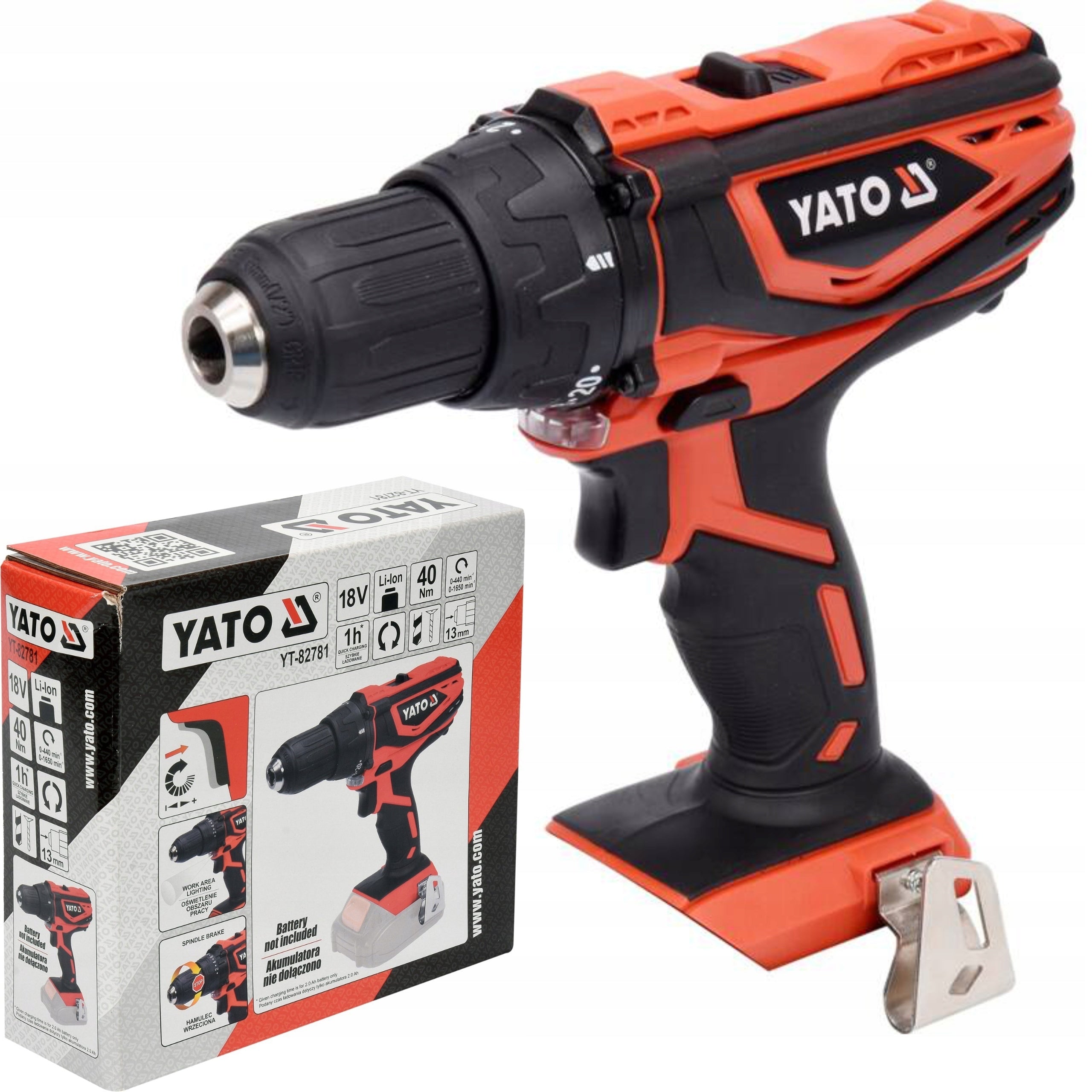 YATO DRILL BATTERY SCREWDRIVER 18V 42Nm LED YT-82781 2 SPEED LI-ION