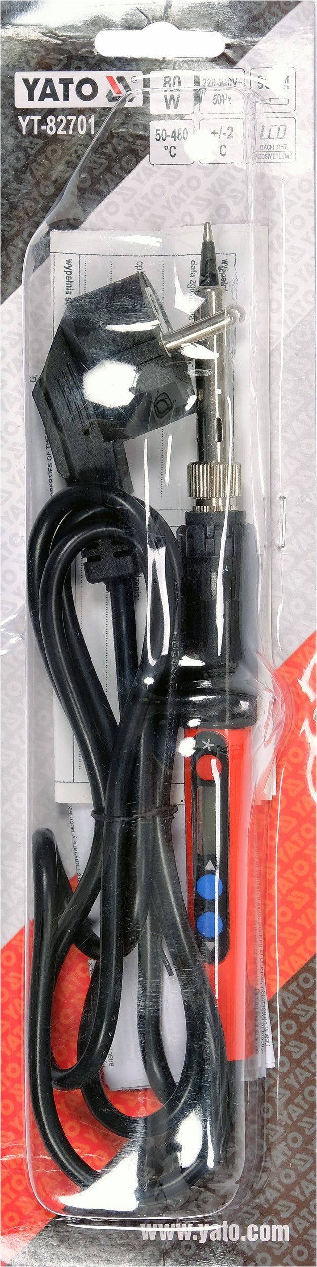 YATO FLASK SOLDERING IRON 80W LCD AND TEMPERATURE CONTROL 50-480°C TIP 900M Brand Yato