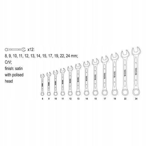 YATO FLAT-EYE WRENCHES 8-24 12PCS Key type combination