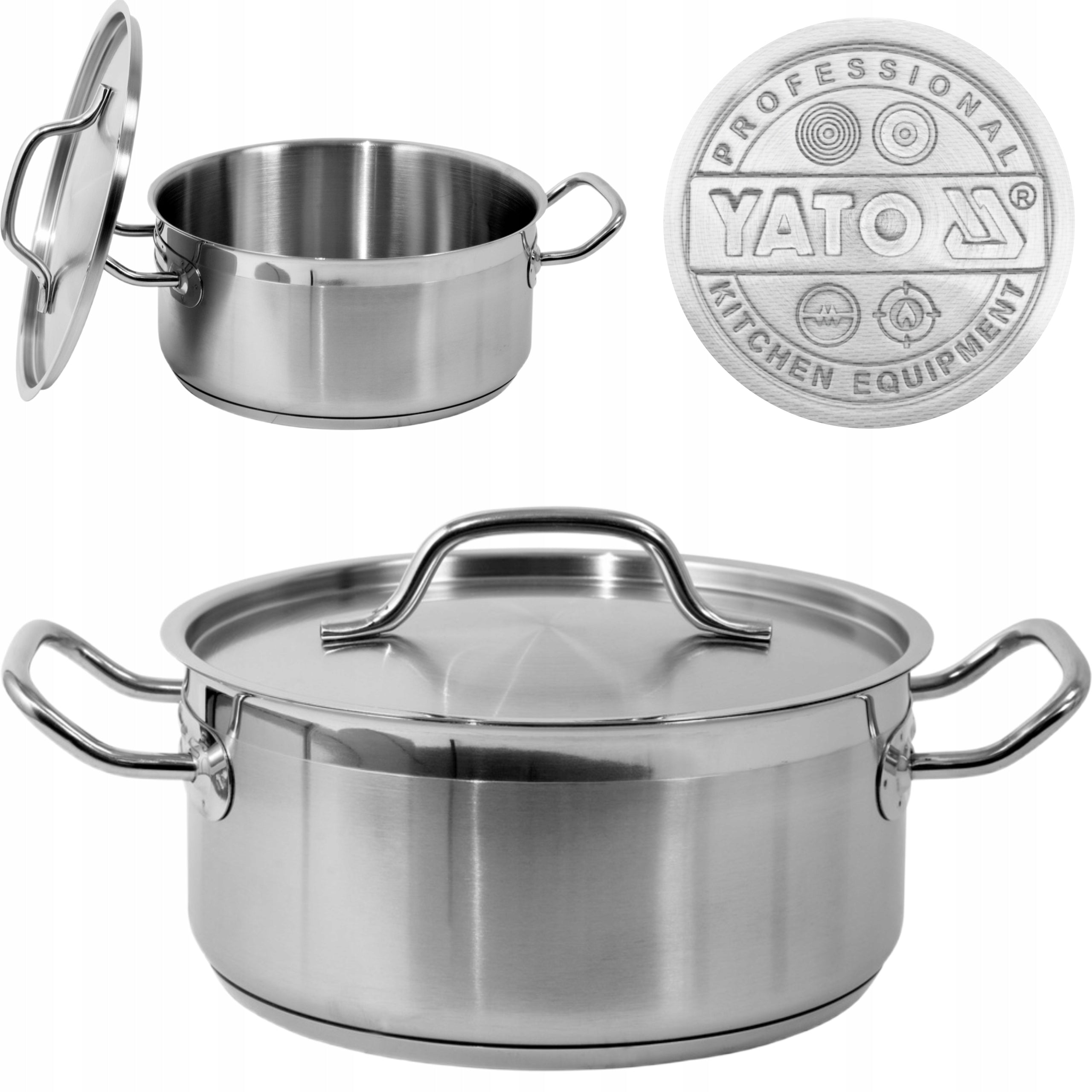 YATO GASTRO POT LOW WITH LID STAINLESS STEEL 24X11CM 5L YG-00041
