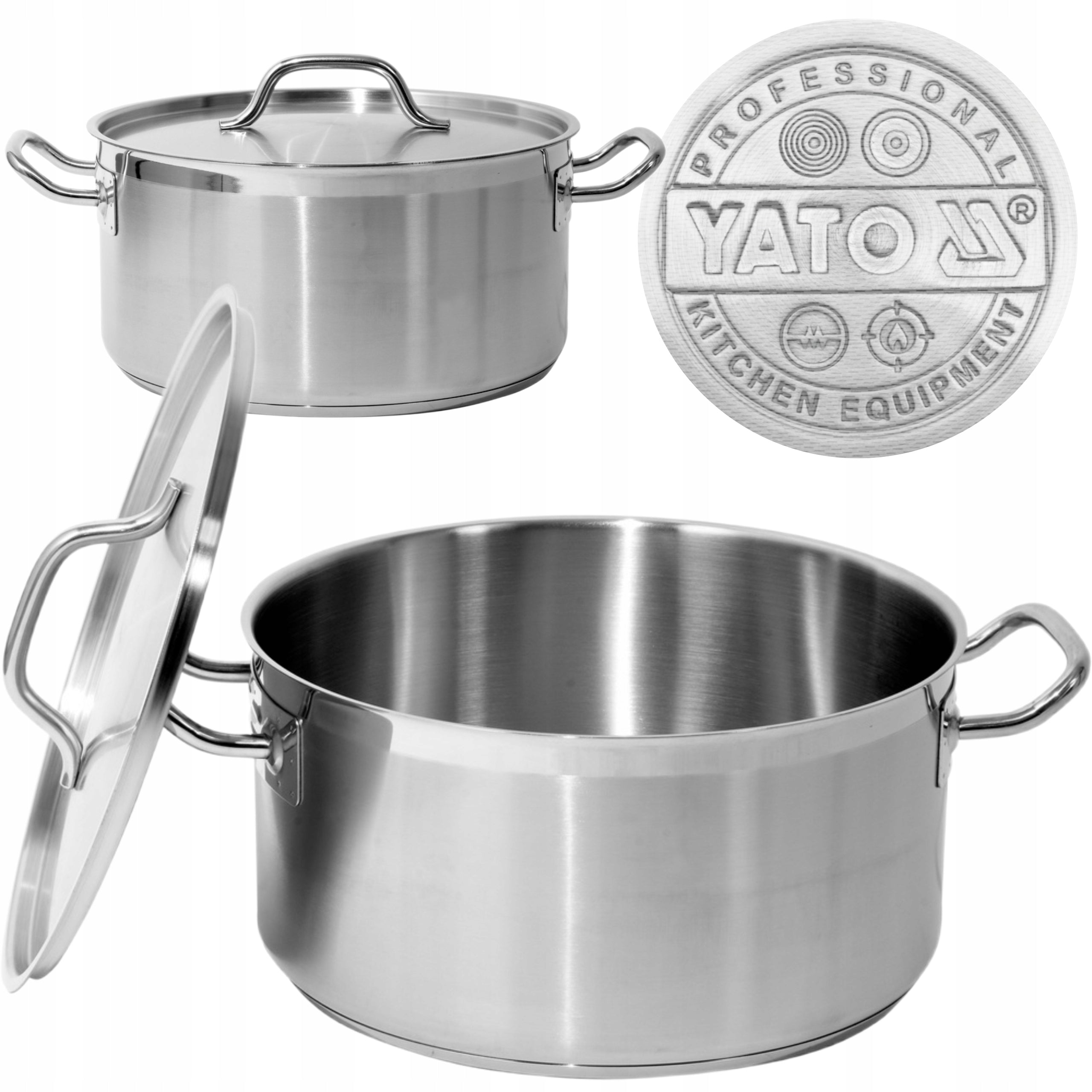 YATO GASTRO POT LOW WITH LID STAINLESS STEEL 32X16CM 12,9L YG-00043