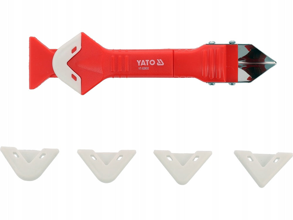 YATO GROUT AND SILICONE SCRAPER 3IN1 WITH TIP SET 6PCS. BLADE STEEL SK5 Packaging status original