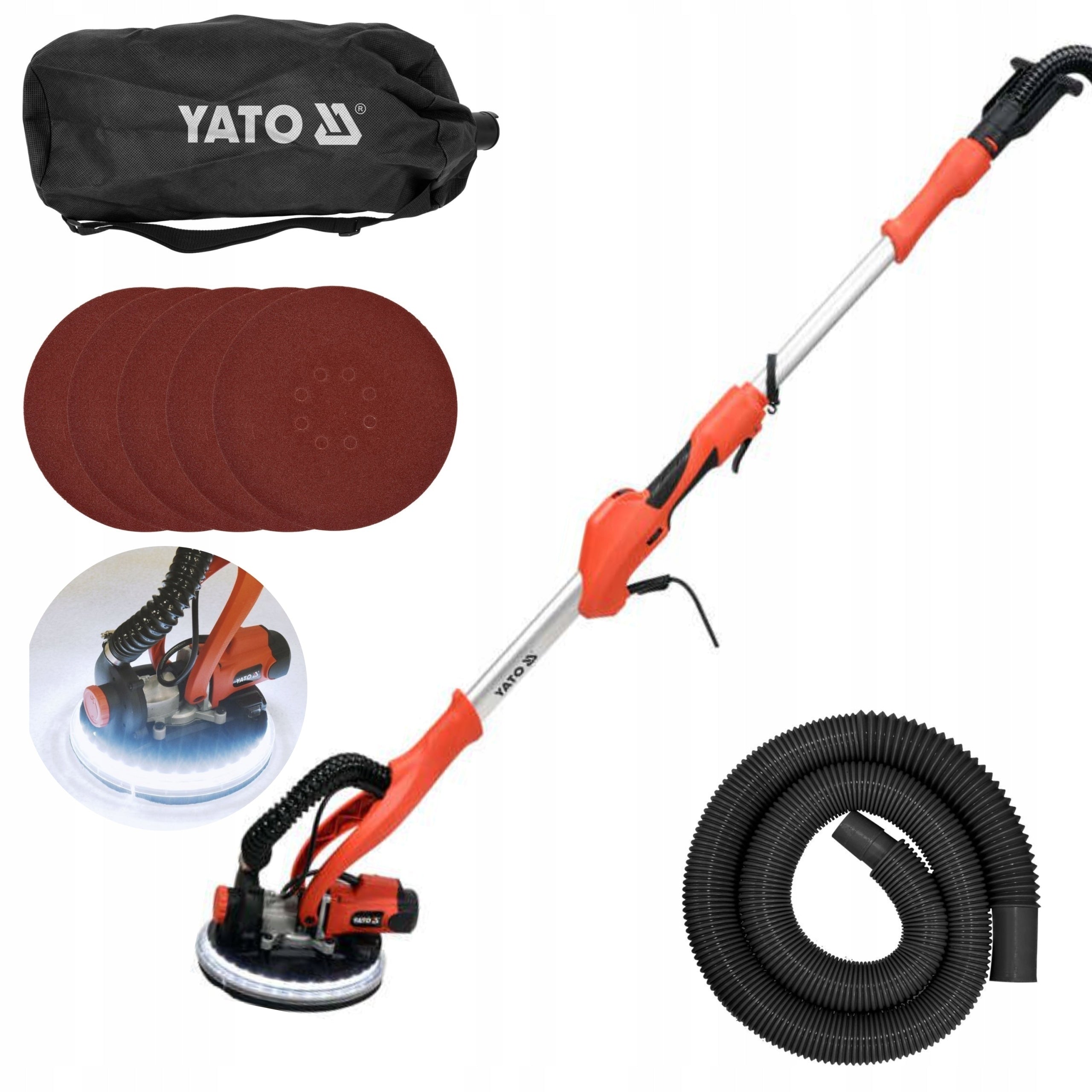 YATO GYPSUM GRINDER SMOOTHS GIRAFFE 810W LED WITH VACUUM CLEANER BOOM
