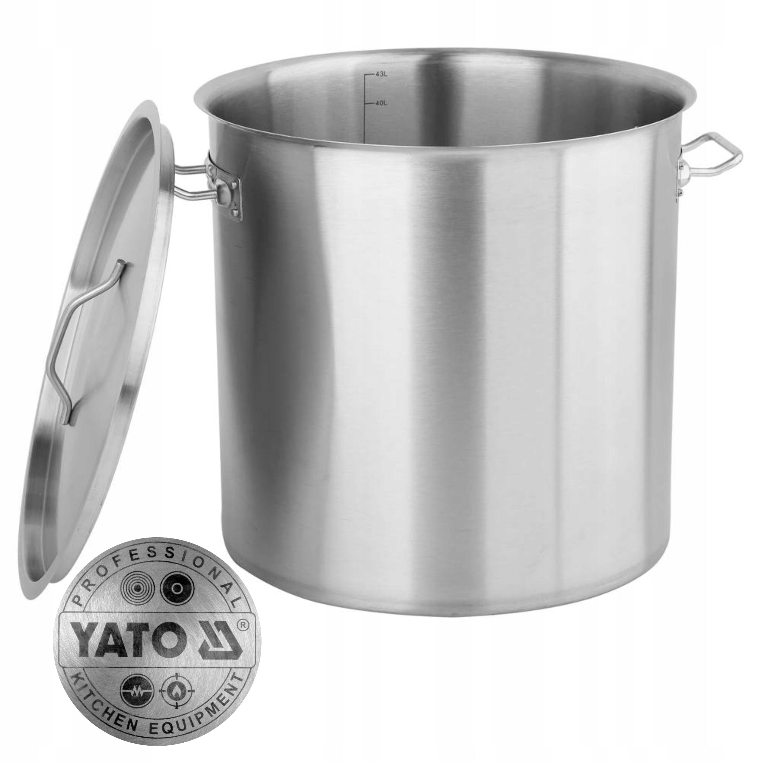YATO HIGH POT STAINLESS STEEL 43L 38cm INDUCTION WITH LID AND GRADUATION 38x38cm