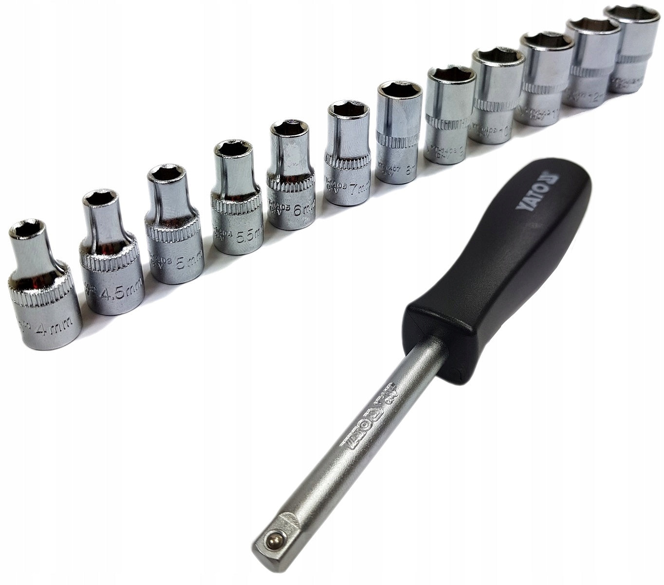 YATO SCREWDRIVER + 6-ANGLE SOCKETS 1/4' SET 4-13MM