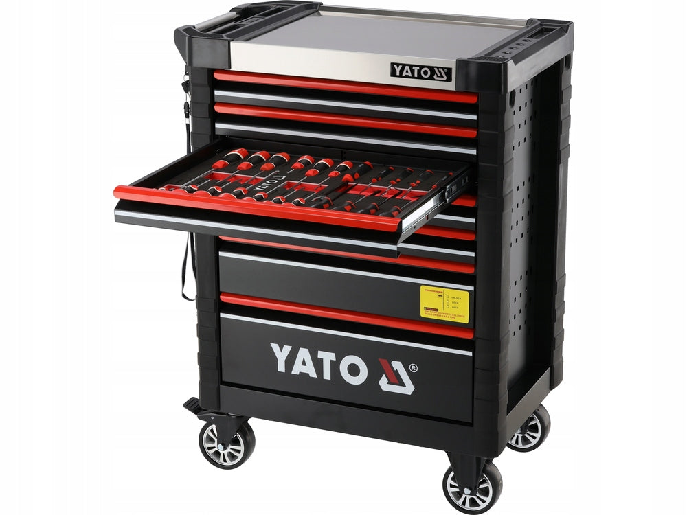 YATO SERVICE CABINET TROLLEY 7 DRAWERS INSERTS 190 TOOLS OPENING LOCK Accessories included yes