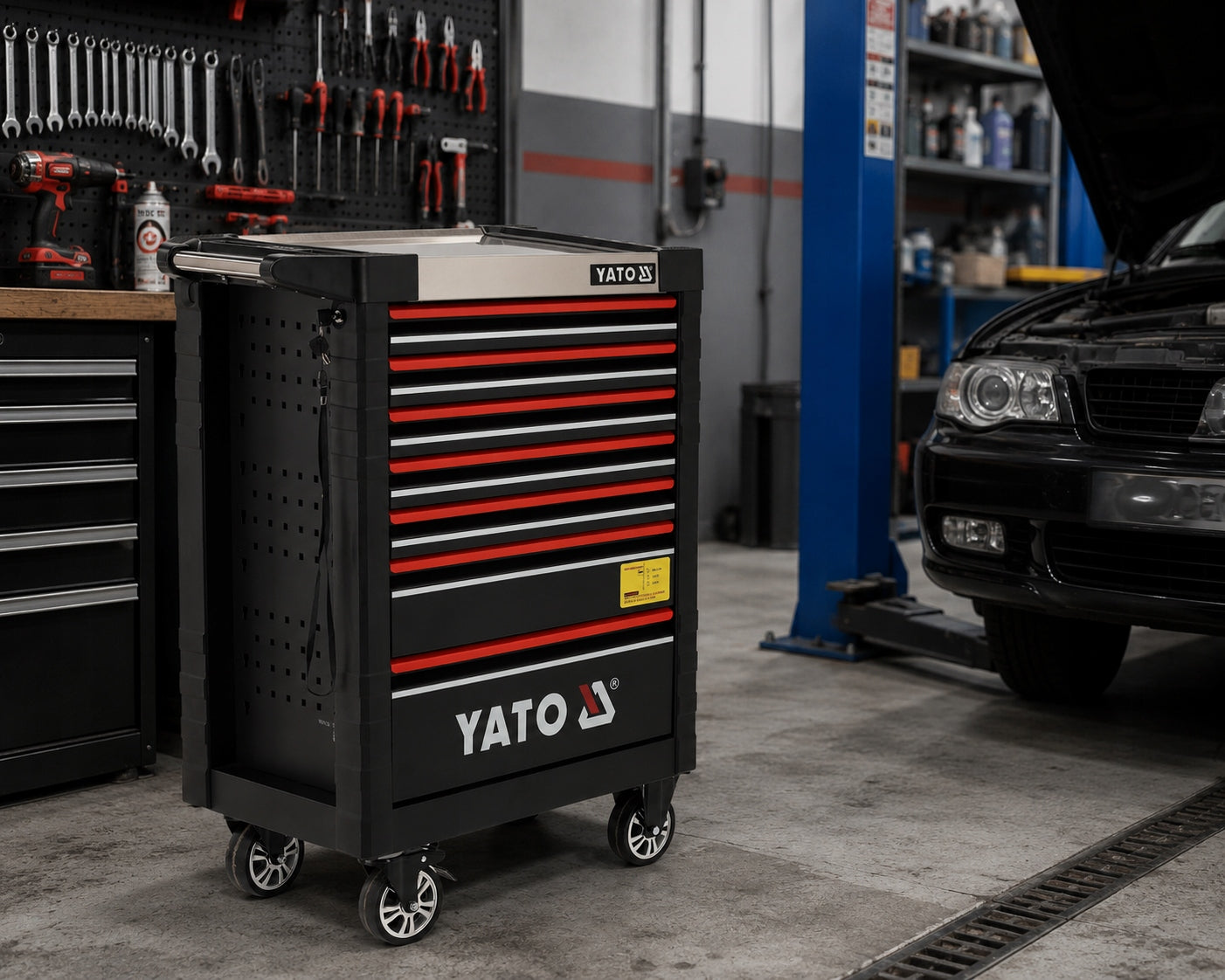 YATO SERVICE CABINET TROLLEY 7 DRAWERS INSERTS 190 TOOLS OPENING LOCK Manufacturer code YT-55306