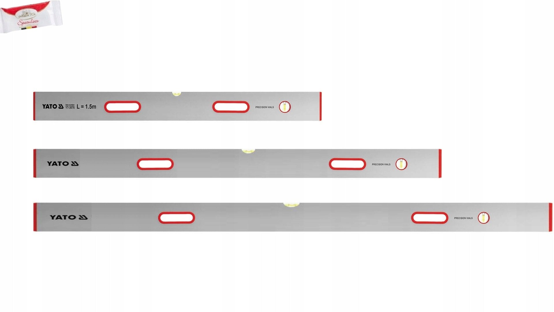 YATO SET OF 3 MASONRY PATCHES WITH HANDLES 1.5M 2M 2.5M VERTICAL LEVEL
