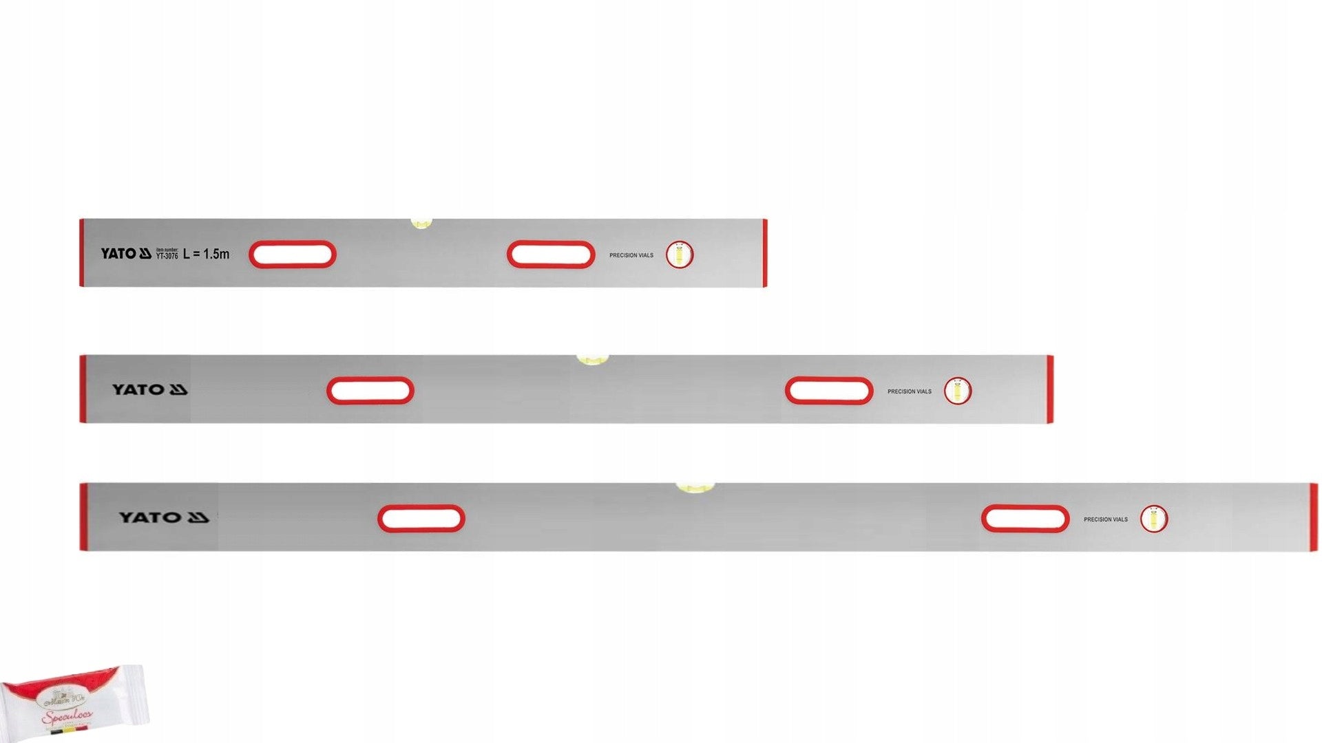 YATO SET OF 3 MASONRY PATCHES WITH HANDLES 1.5M 2M 2.5M VERTICAL LEVEL