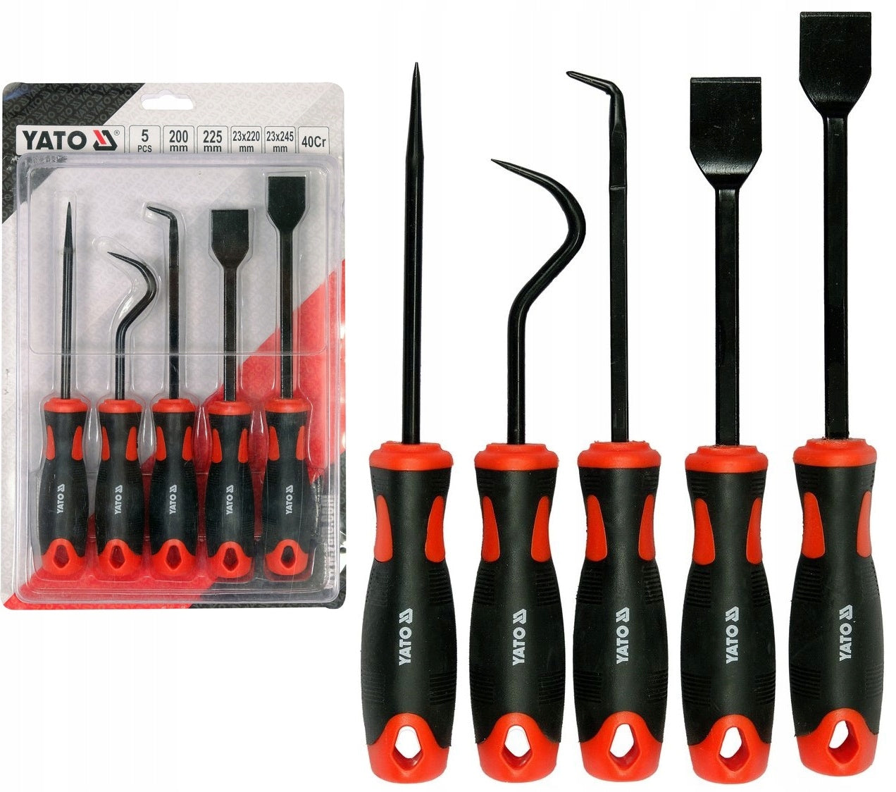 YATO SET OF HOOKS AND SCRAPERS WITH HANDLE 5 Brand Yato