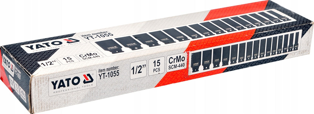 YATO SET OF SOCKETS IMPACT WRENCHES LONG 1/2 15 EL SUITCASE YT-1055 Manufacturer code YATO_YT-1055