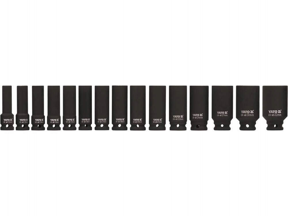 YATO SET OF SOCKETS IMPACT WRENCHES LONG 1/2 15 EL SUITCASE YT-1055 Mounting 1/2"