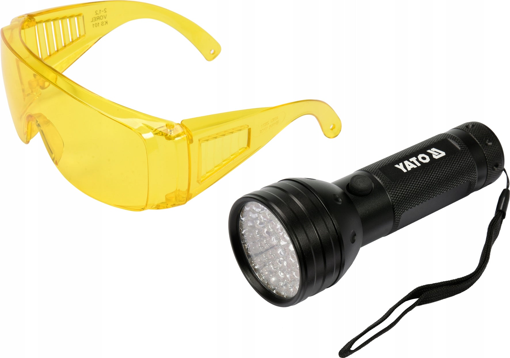 YATO SET OF UV 51 LED FLASHLIGHT AND GLASSES Brand Yato