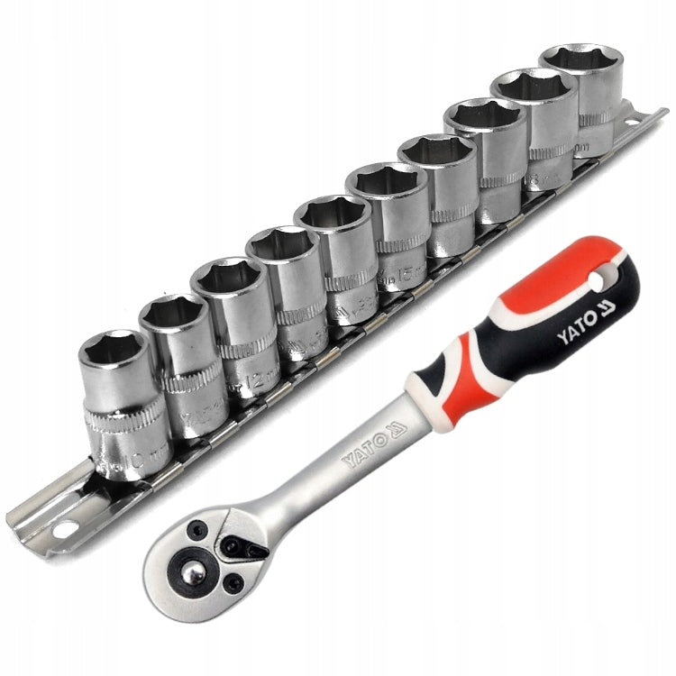 YATO SHORT CAPS 3/8" SET 10-19MM + 3/8'' RATCHET