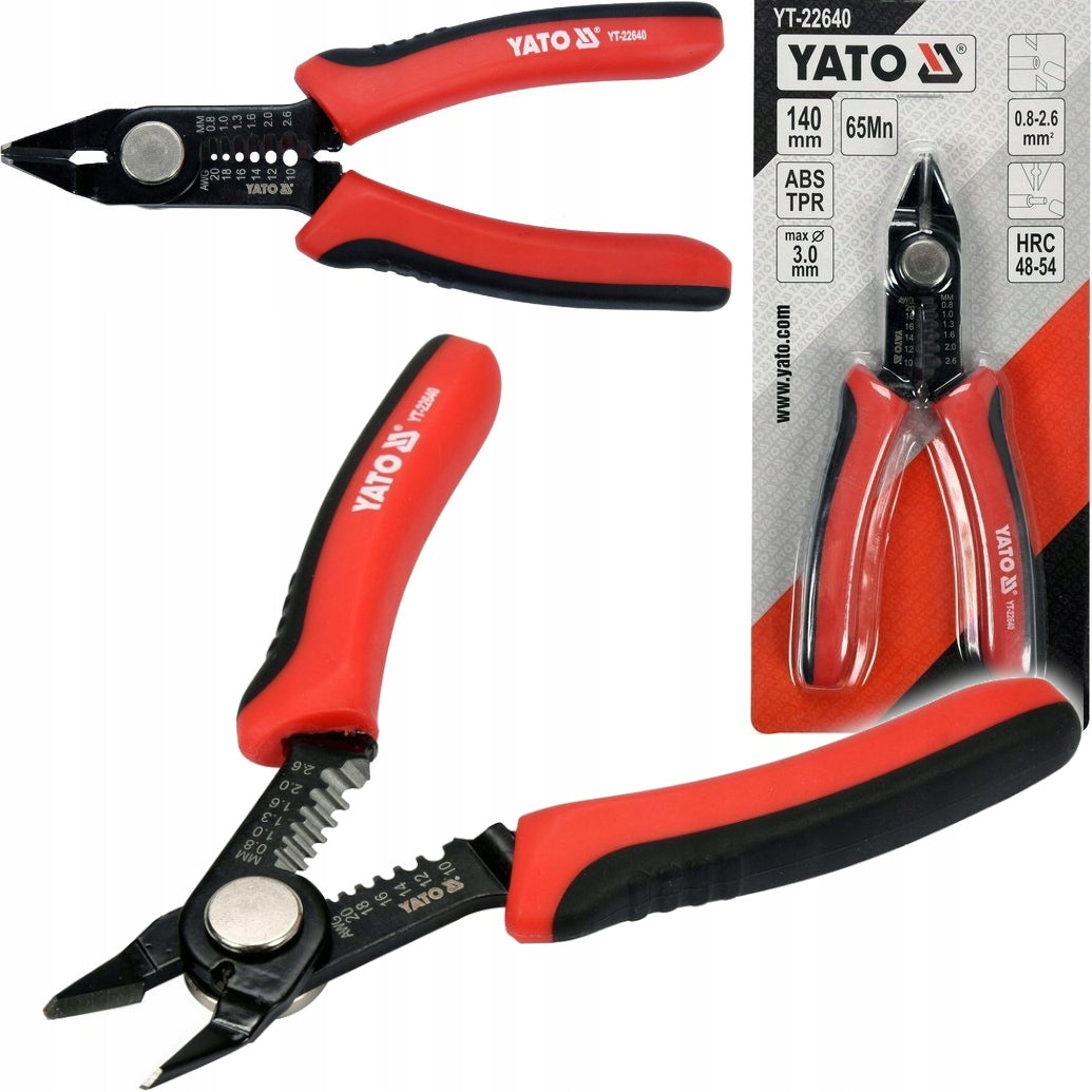 YATO SIDE PLIERS CABLE CUTTER INSULATION STRIPPER 0.8-2.6MM2