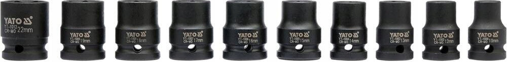 YATO SOCKET IMPACT WRENCH CAPS AS-DRIVE 1/2" SET OF 10PCS. Product weight with unit packaging 2 kg