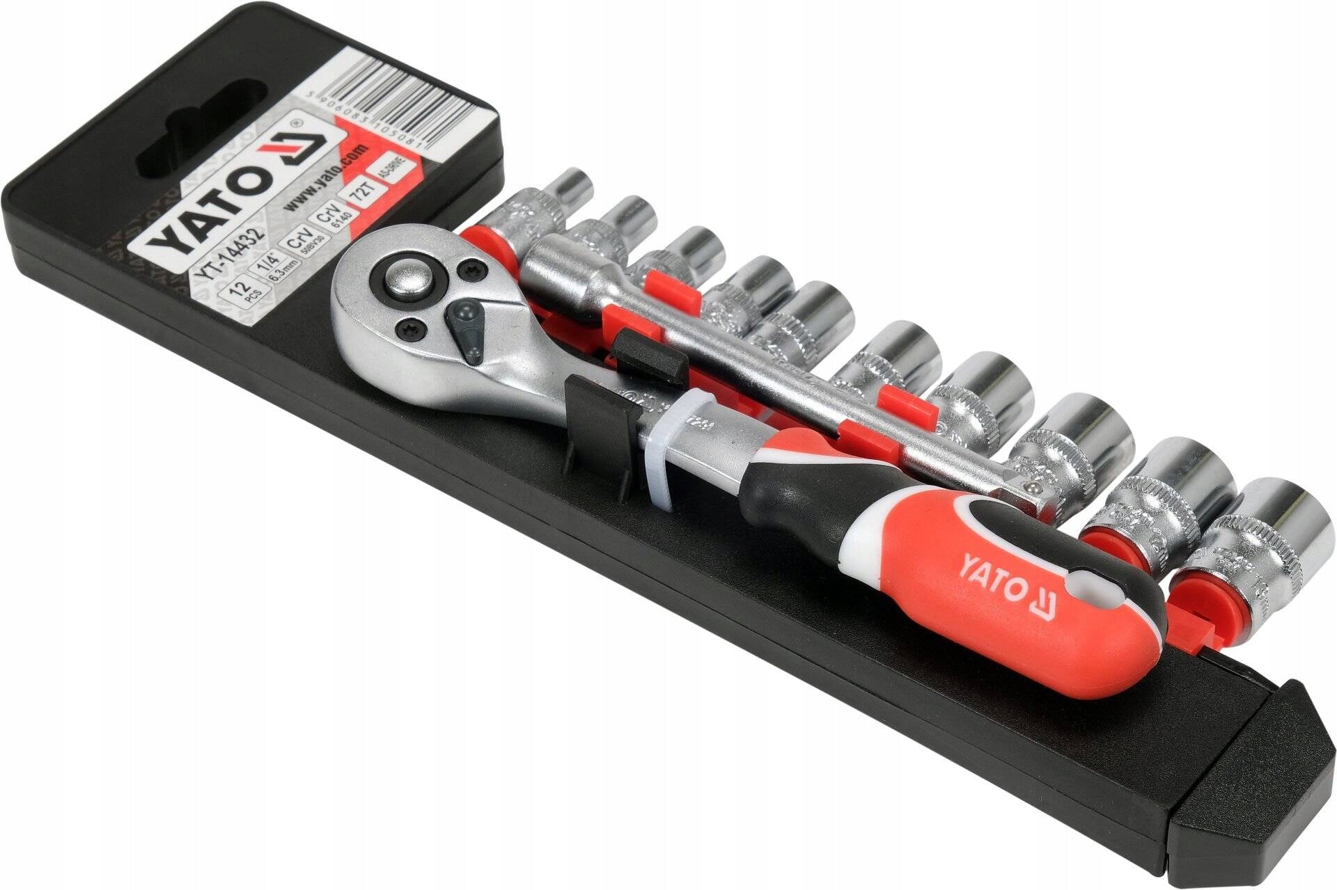 YATO SOCKET SET WITH ACCESSORIES 1/4",12 PARTS 72T YT-14432 Manufacturer code YT-14432