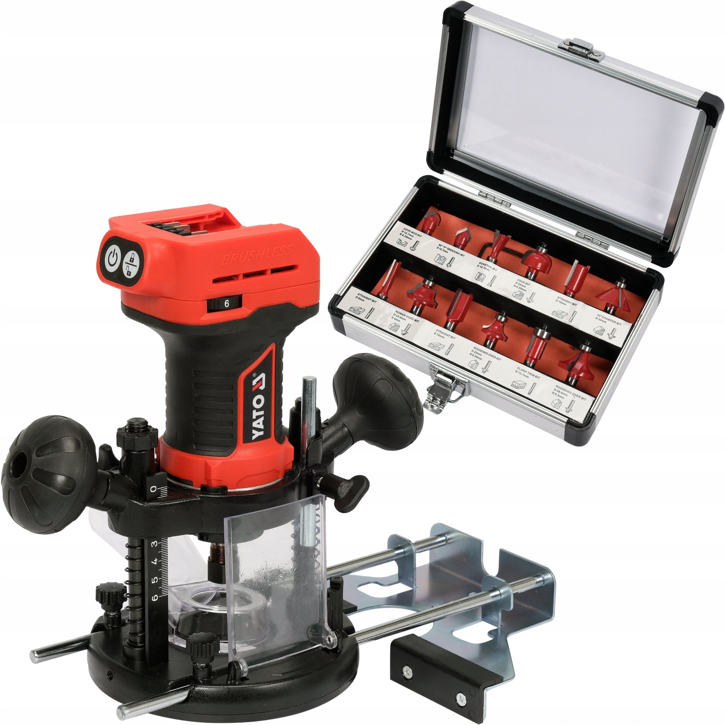 YATO SPINDLE MILLING MACHINE 6/8MM 18V BODY + WOOD CUTTERS 12el Manufacturer code T24-0135