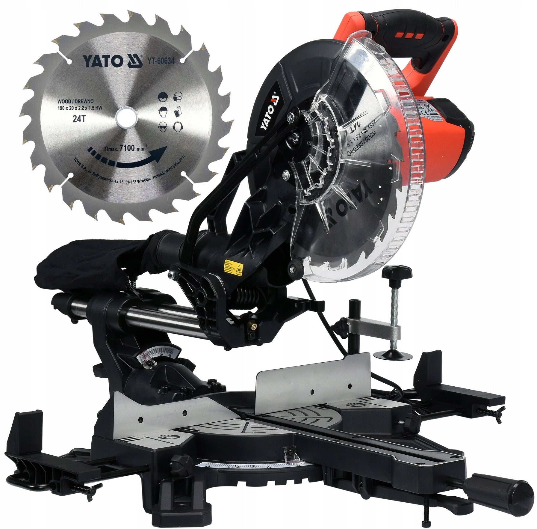 YATO Saw blade MITER 1800W with feed LASER 255mm YT-82173