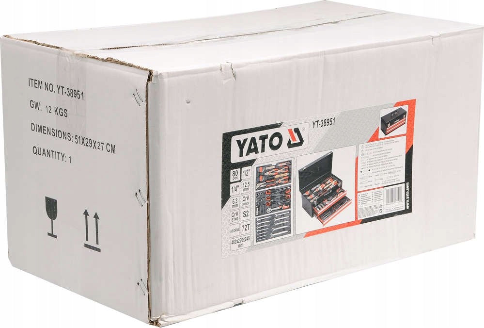 YATO TOOL BOX SET 80 cz SOCKET WRENCHES SUITCASE YT-38951 EAN (GTIN) 0651637201690