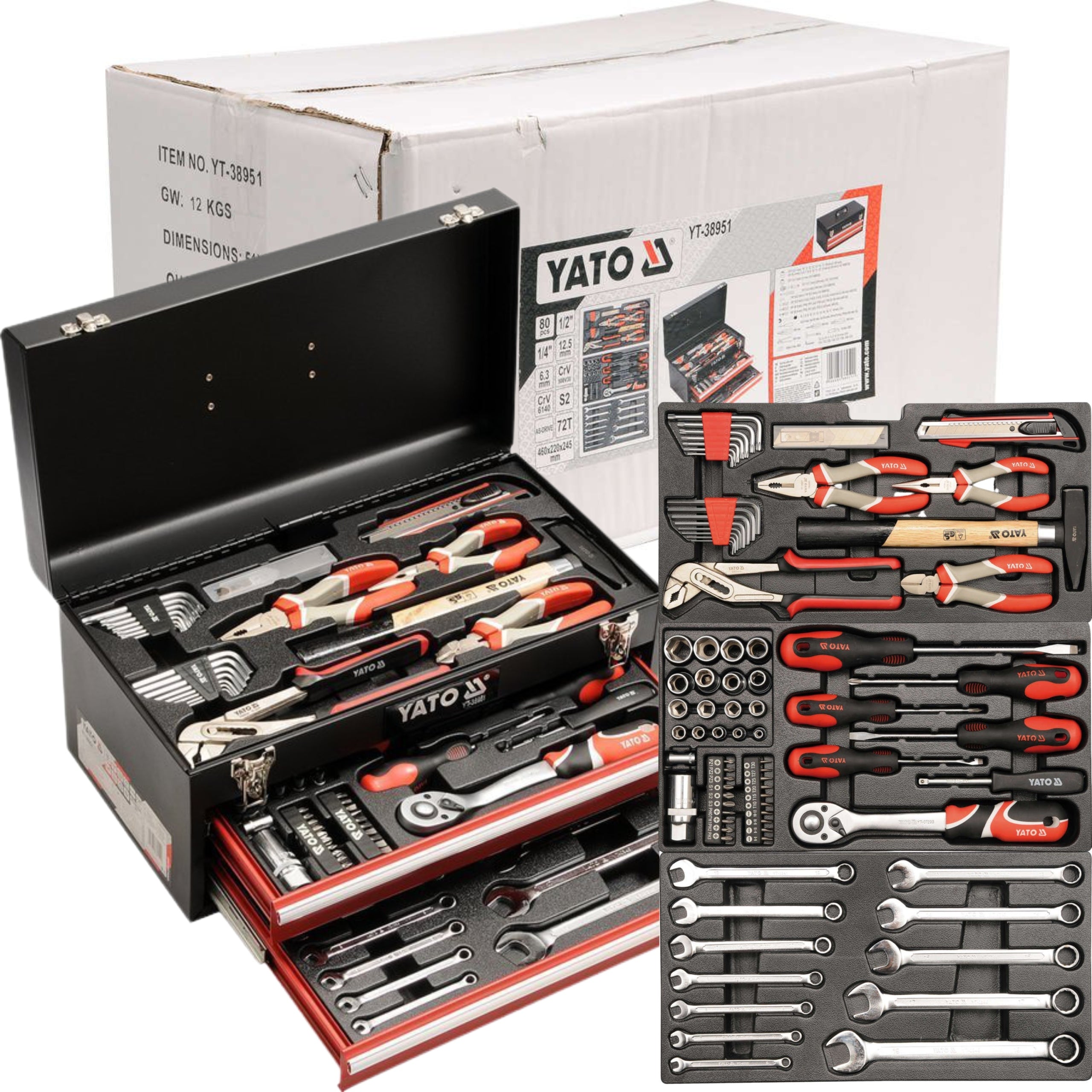 YATO TOOL BOX SET 80 cz SOCKET WRENCHES SUITCASE YT-38951 Manufacturer code YATO_YT-38951