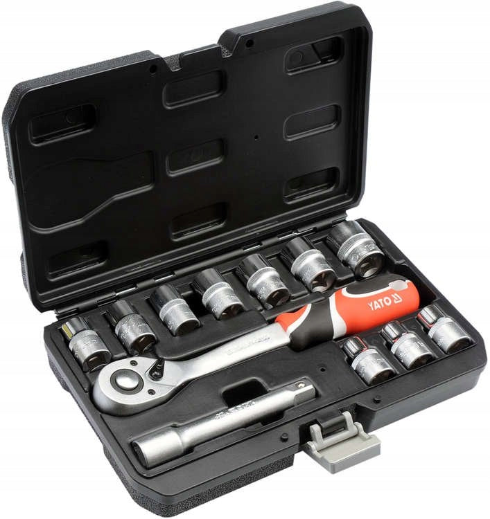YATO TOOL KIT 1/2" 12 PIECES SOCKET WRENCHES CAP YT-38671 Number of items in the set 12