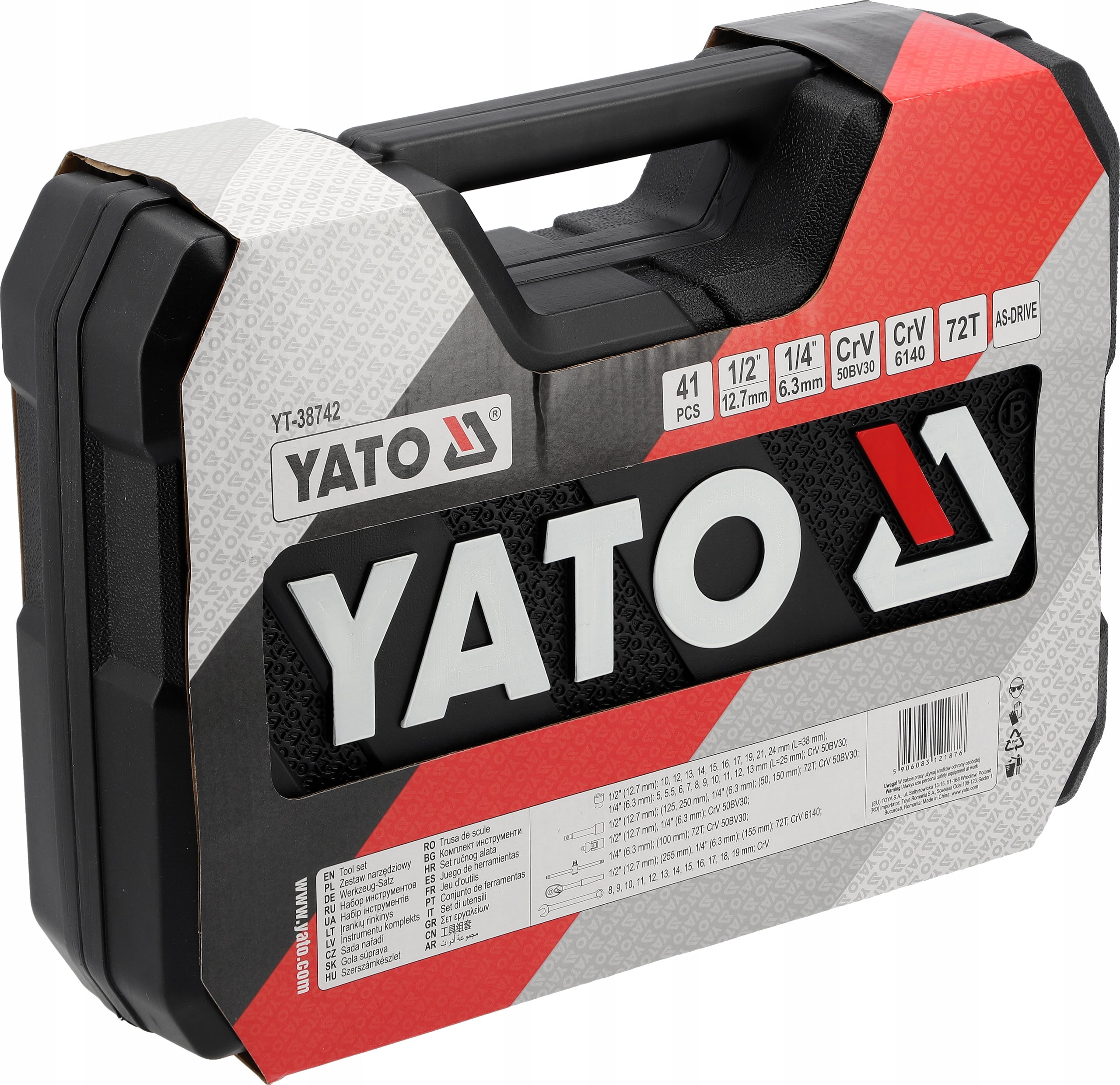 YATO TOOL KIT 1/4"; 1/2" 41el. WRENCHES CAPS TOOL CASE EAN (GTIN) 5906083121876