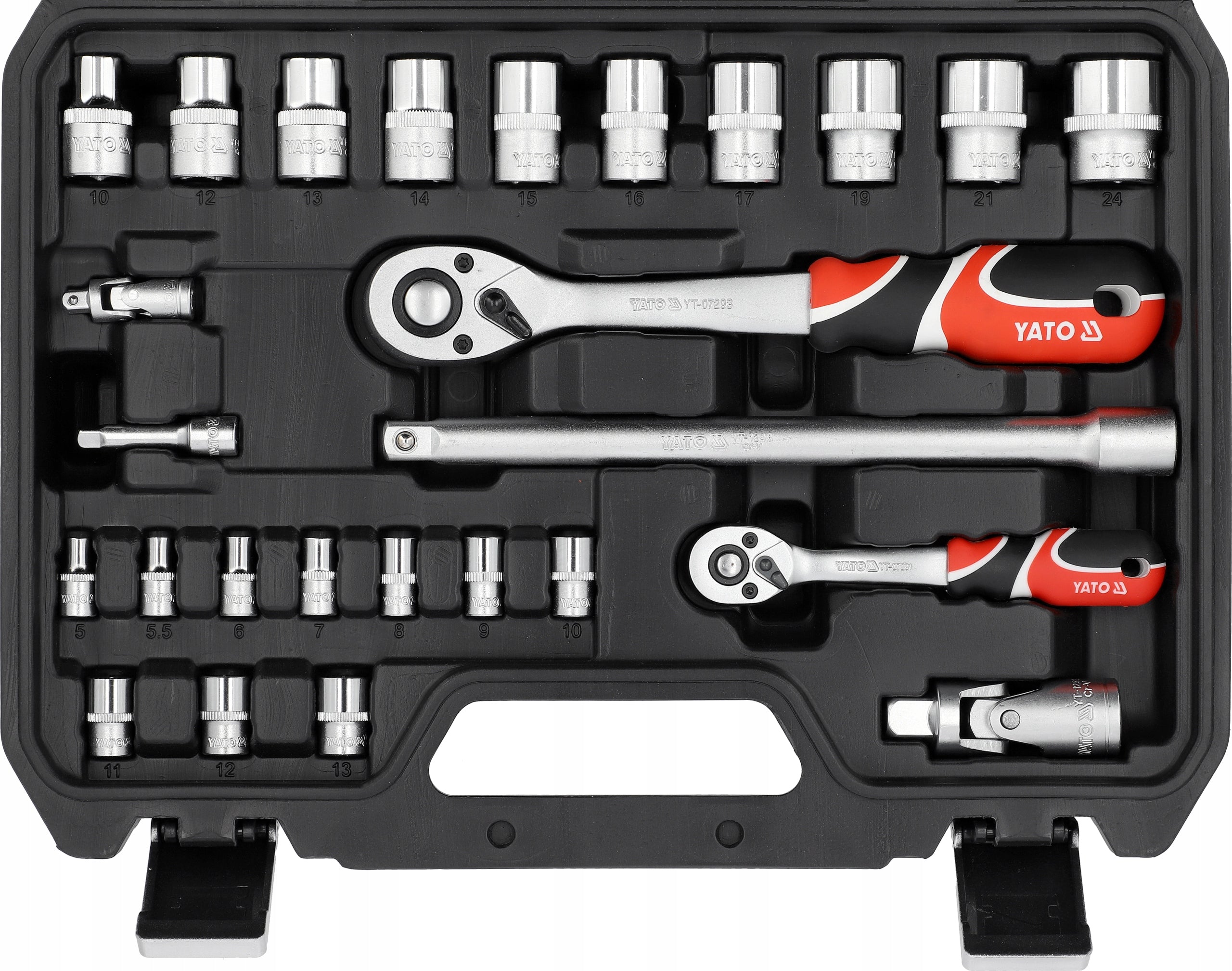 YATO TOOL KIT 1/4"; 1/2" 41el. WRENCHES CAPS TOOL CASE Product weight with unit packaging 4.975 kg
