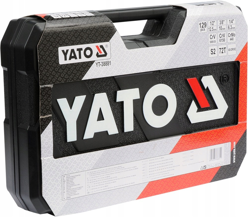YATO TOOL SET TOOL CASE BITS CAP KEYS 129el 1/2 3/8' Product weight with unit packaging 11.7 kg