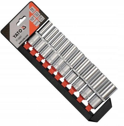 YATO YT-38861 Keycaps long set 1/2 inch 10pcs. 10-24 mm Key type socket