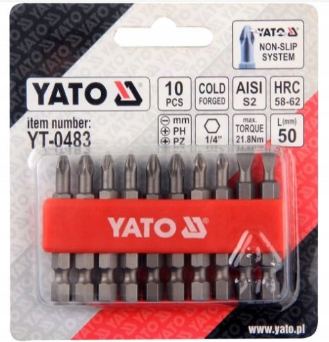YATO set of bits for screwdriver 50 mm 10 pcs. Packaging status original