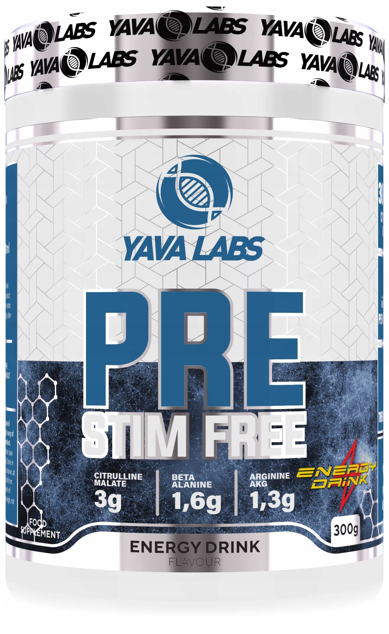 YAVA LABS PRE WORKOUT NON STIM WITHOUT CAFFEINE 300G ENERGY Expiration date at least 1 year from the date of purchase