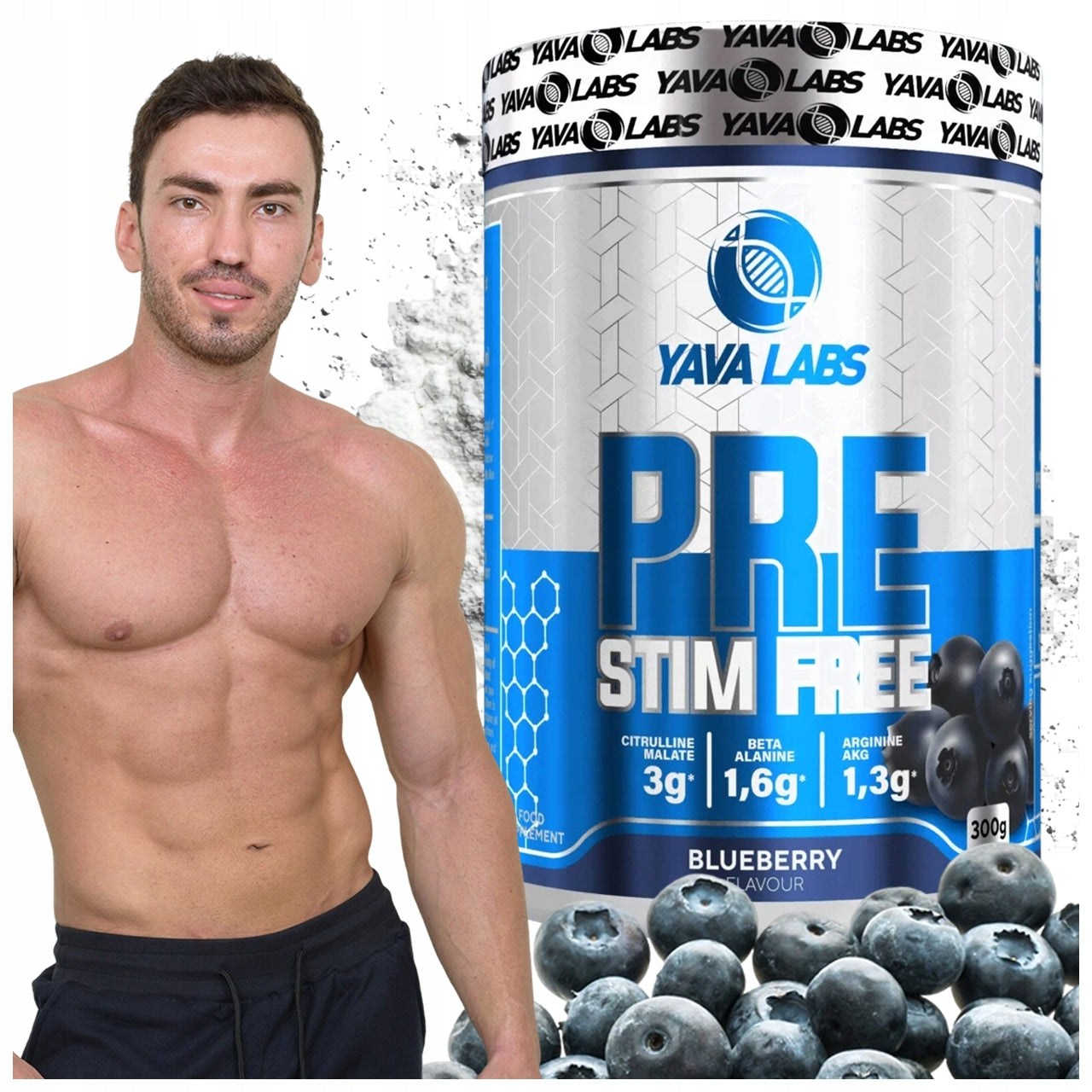 YAVA LABS PRE-WORKOUT PRE WORKOUT NON STIM WITHOUT CAFFEINE 300G BERRY