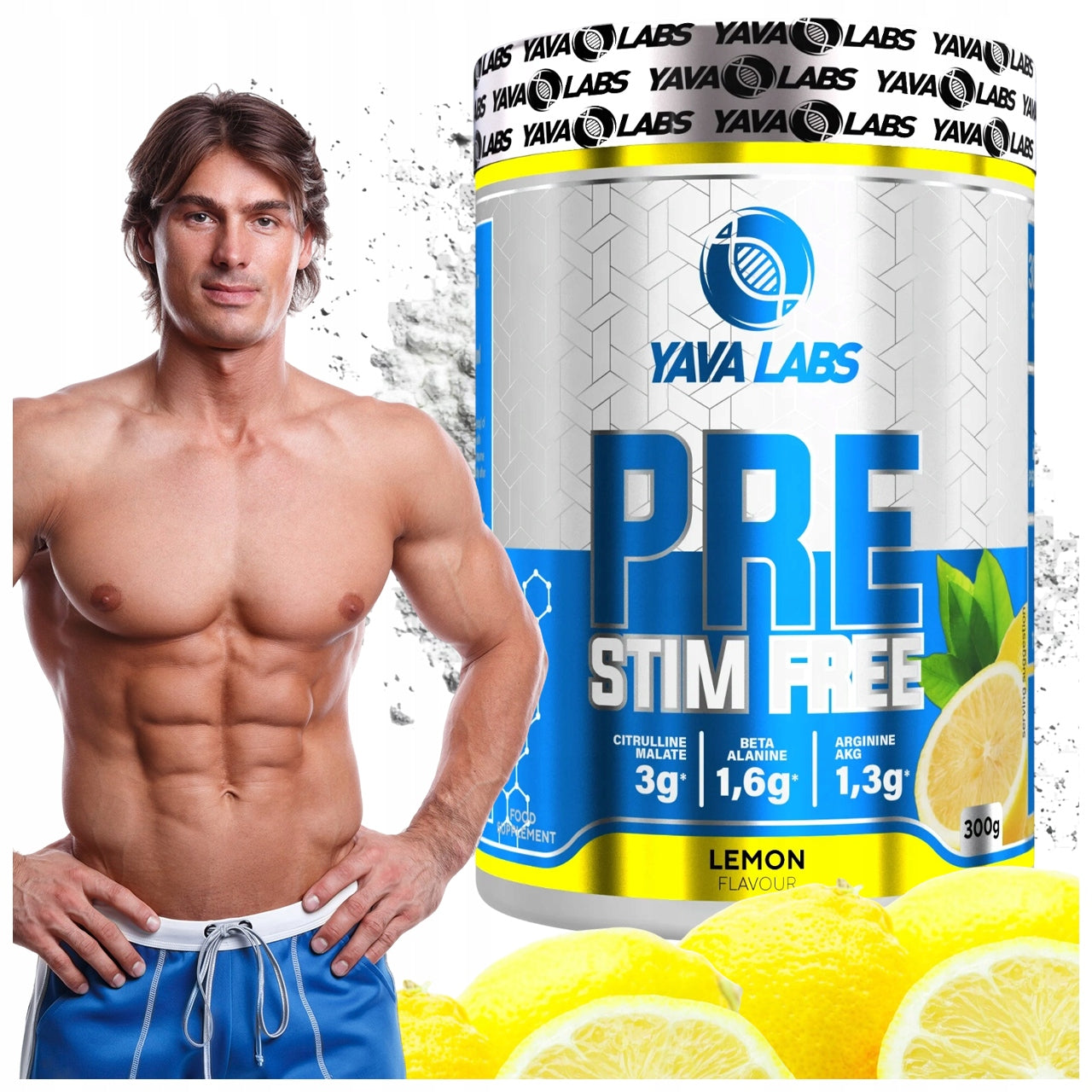 YAVA LABS PRE-WORKOUT PRE WORKOUT NON STIM WITHOUT CAFFEINE 300G LEMON