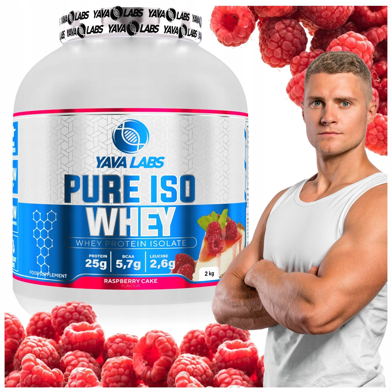 YAVA LABS PURE ISO WHEY 2KG PROTEIN ISOLATE - RASPBERRY CAKE