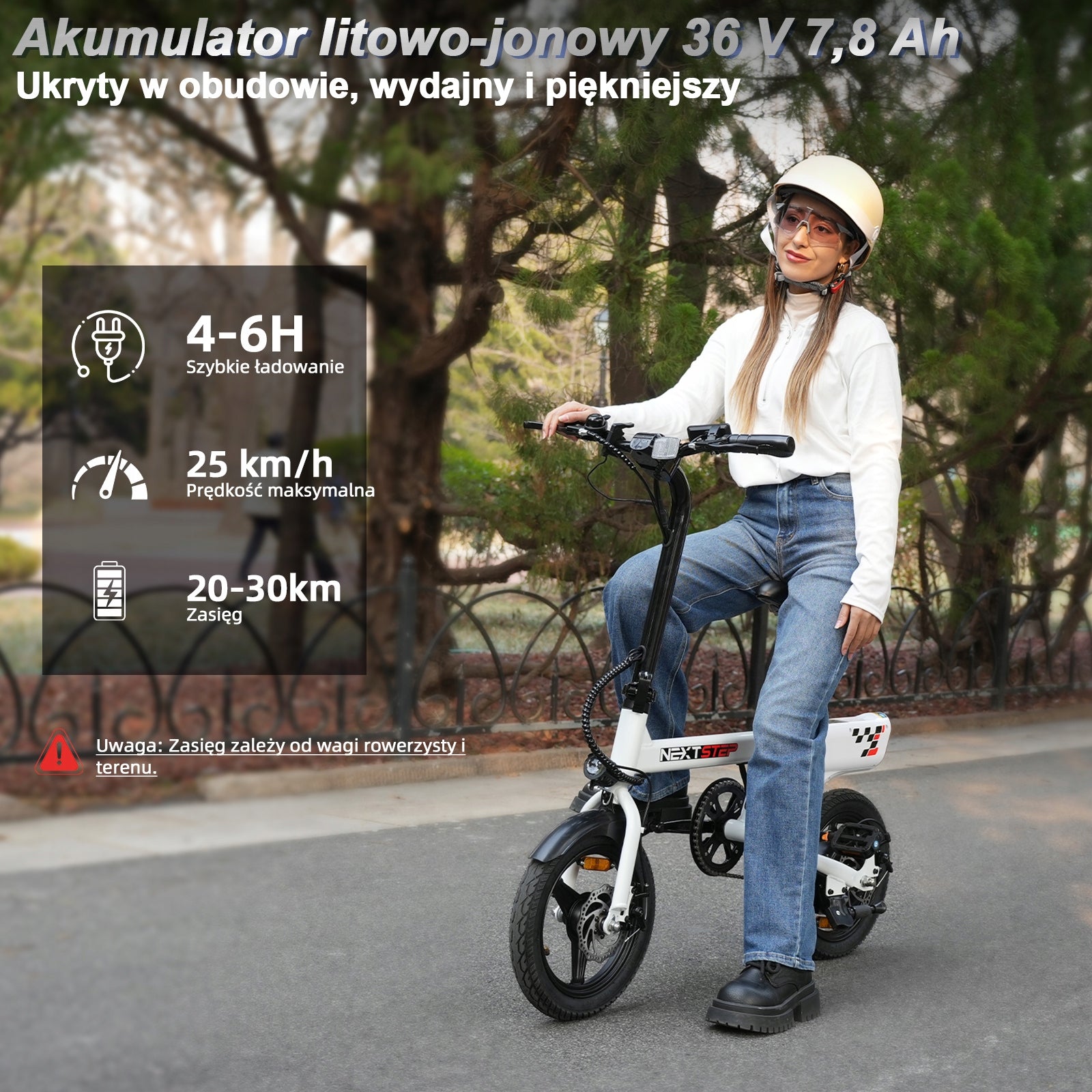 YEE GOO Folding Electric Bike, 250 W, 36V 7.8Ah, 20-30 km, 14'' Tires Foldability self-assembly, adjustable