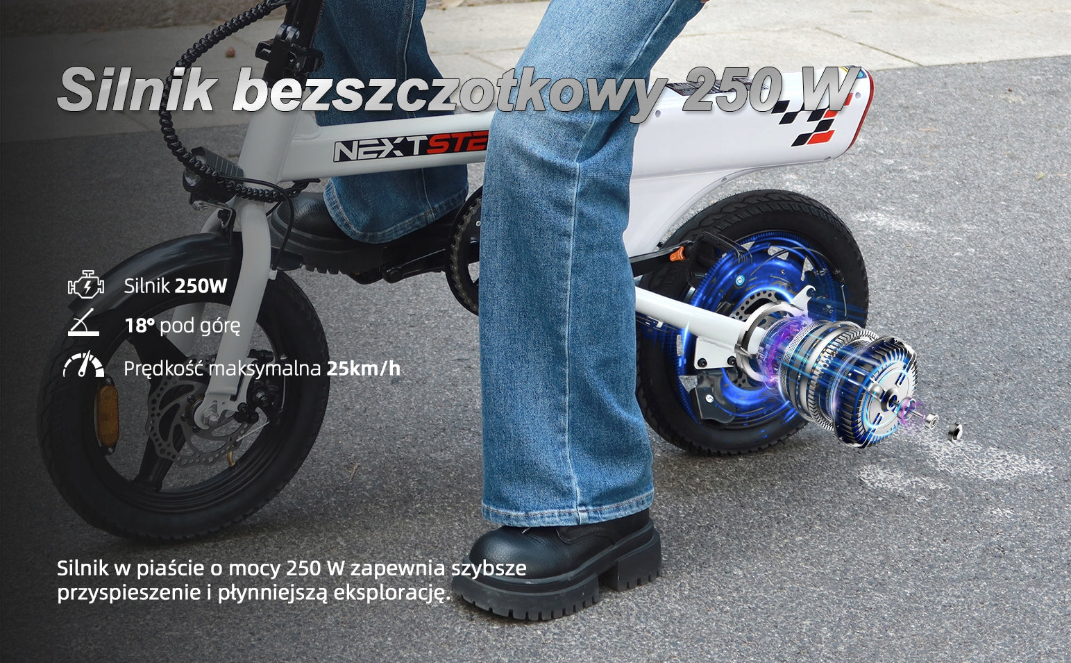 YEE GOO Folding Electric Bike, 250 W, 36V 7.8Ah, 20-30 km, 14'' Tires Model Silniki wolnoobrotowe