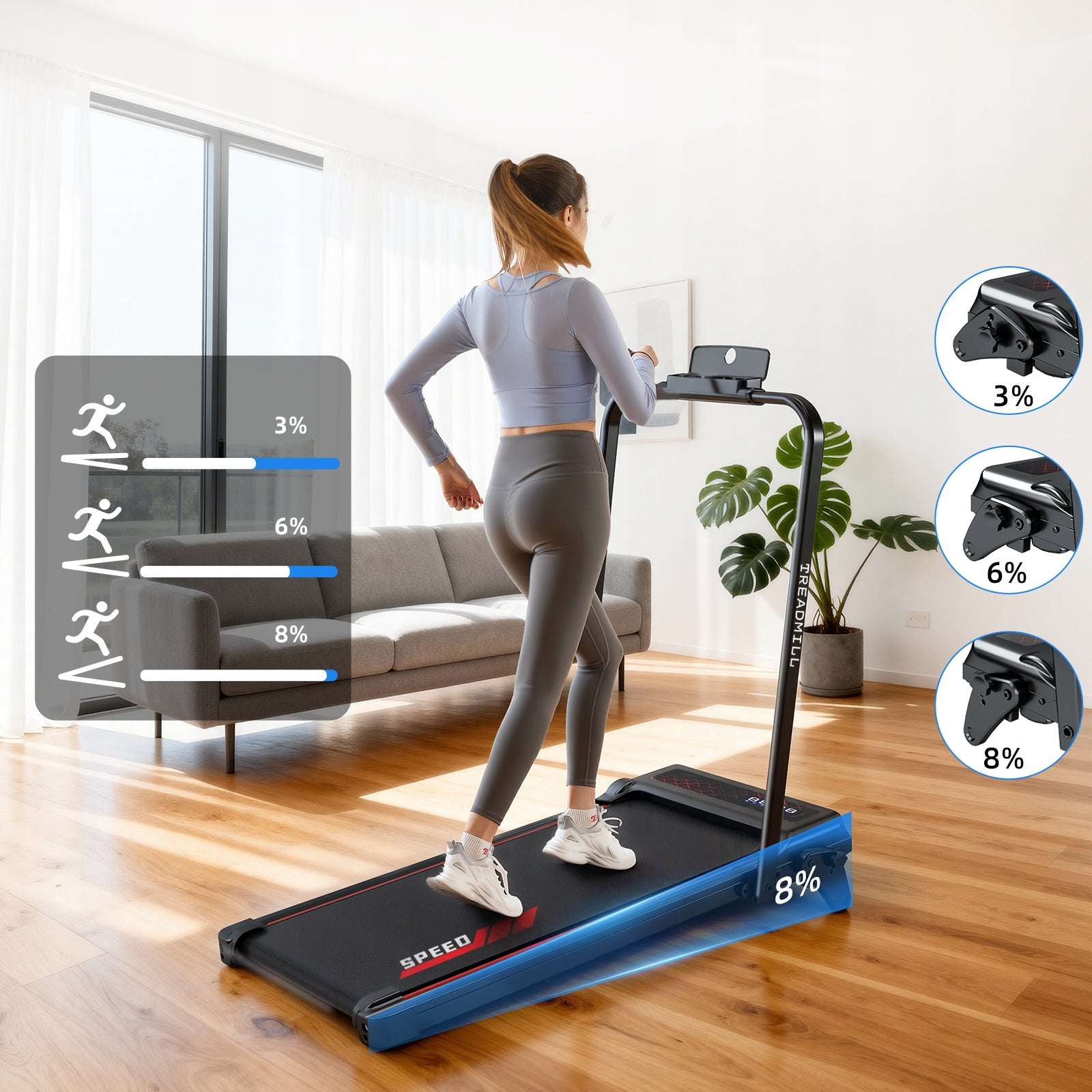 YEE GOO folding home treadmill|1-12km/h|Slope 8%|2.5HP|135KG Manufacturer code SD-380CS-P