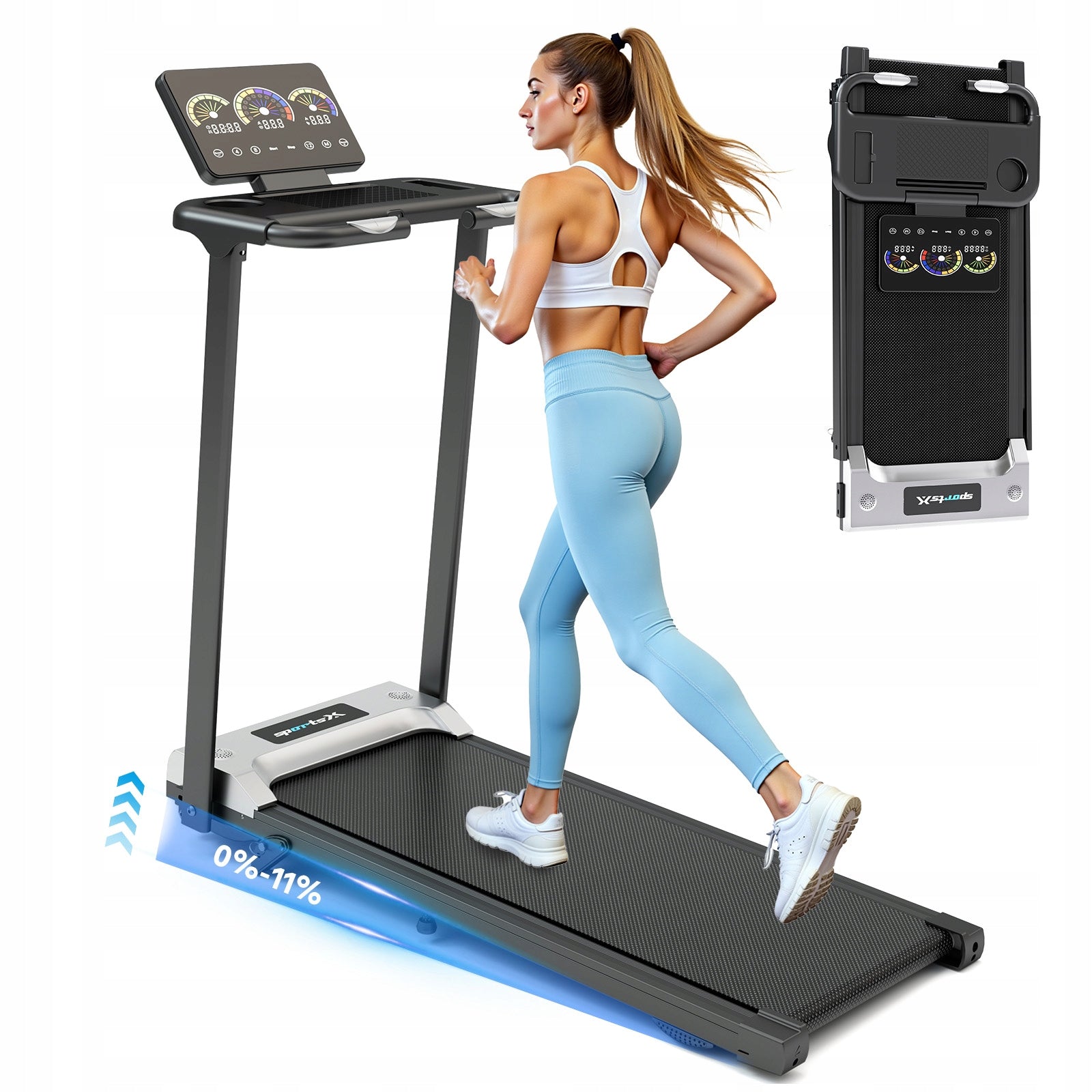 YEE treadmill RUN 11% slope 12 km/h 0.75HP folding 150 kg LED RKRAN Packaging status original
